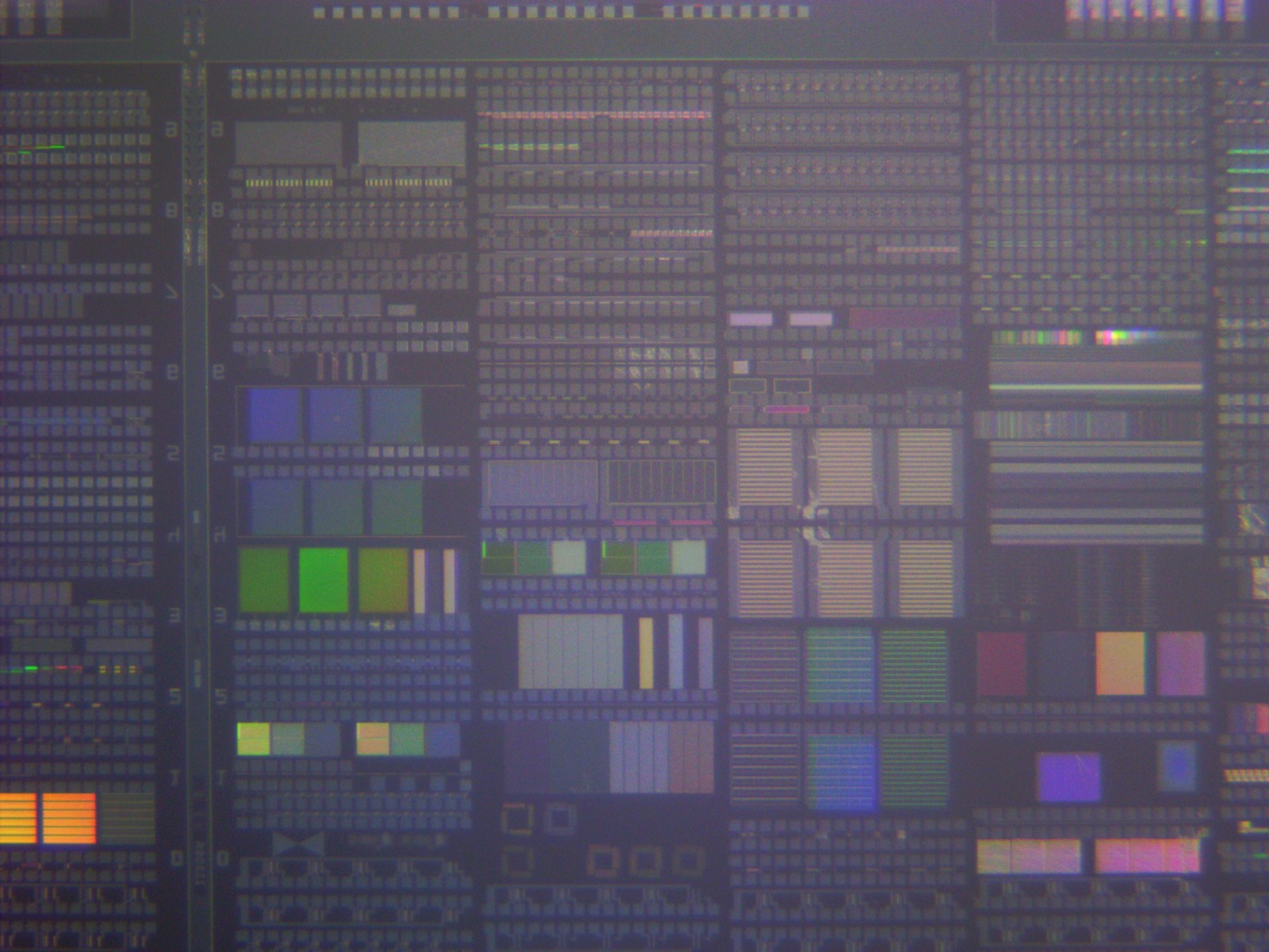 Colorful 6" Rockwell silicon wafer: Microprocessors/Memory and test patterns