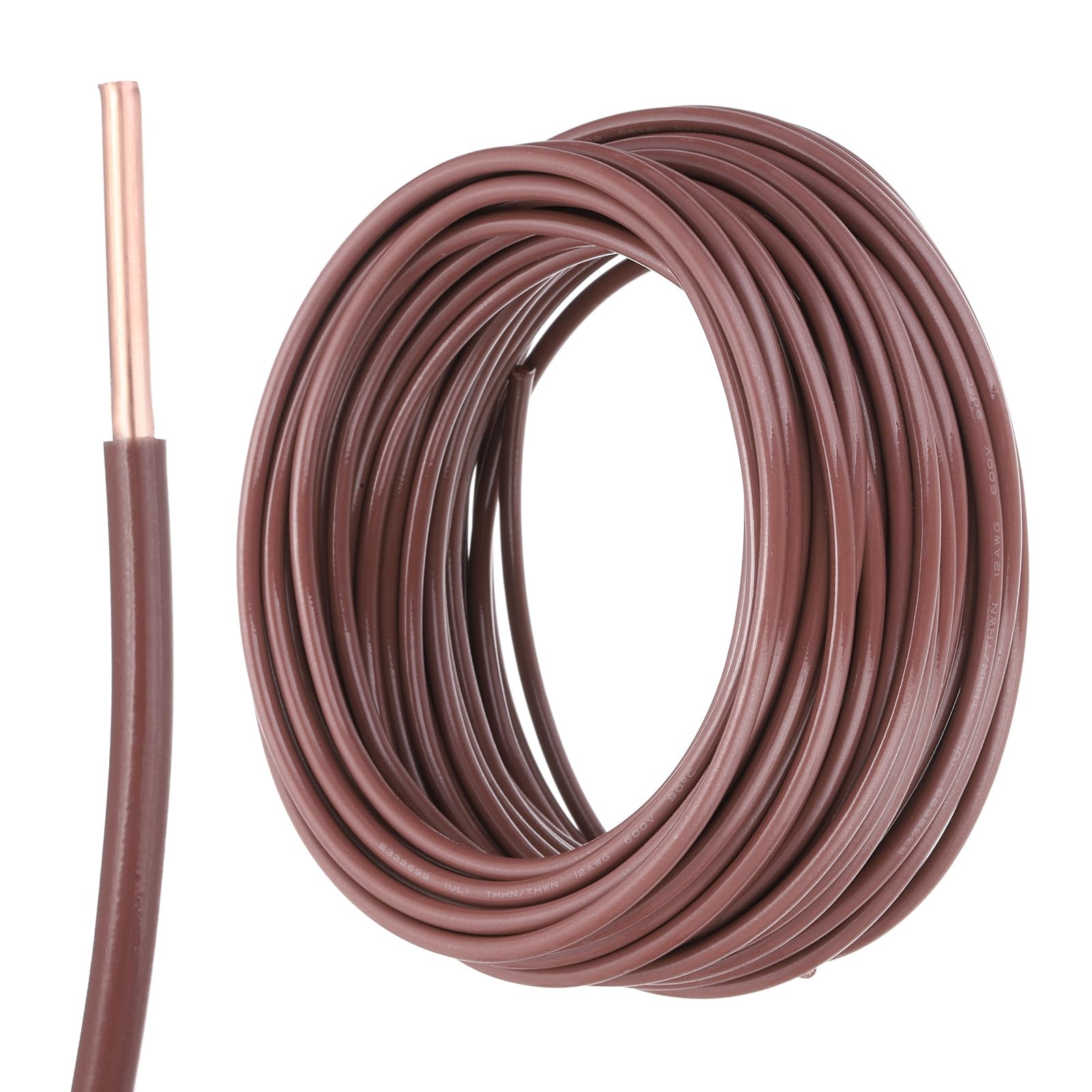 MECCANIXITY THHN Wire 14 AWG 50 Feet Electrical 14AWG x 50 Feet, Brown