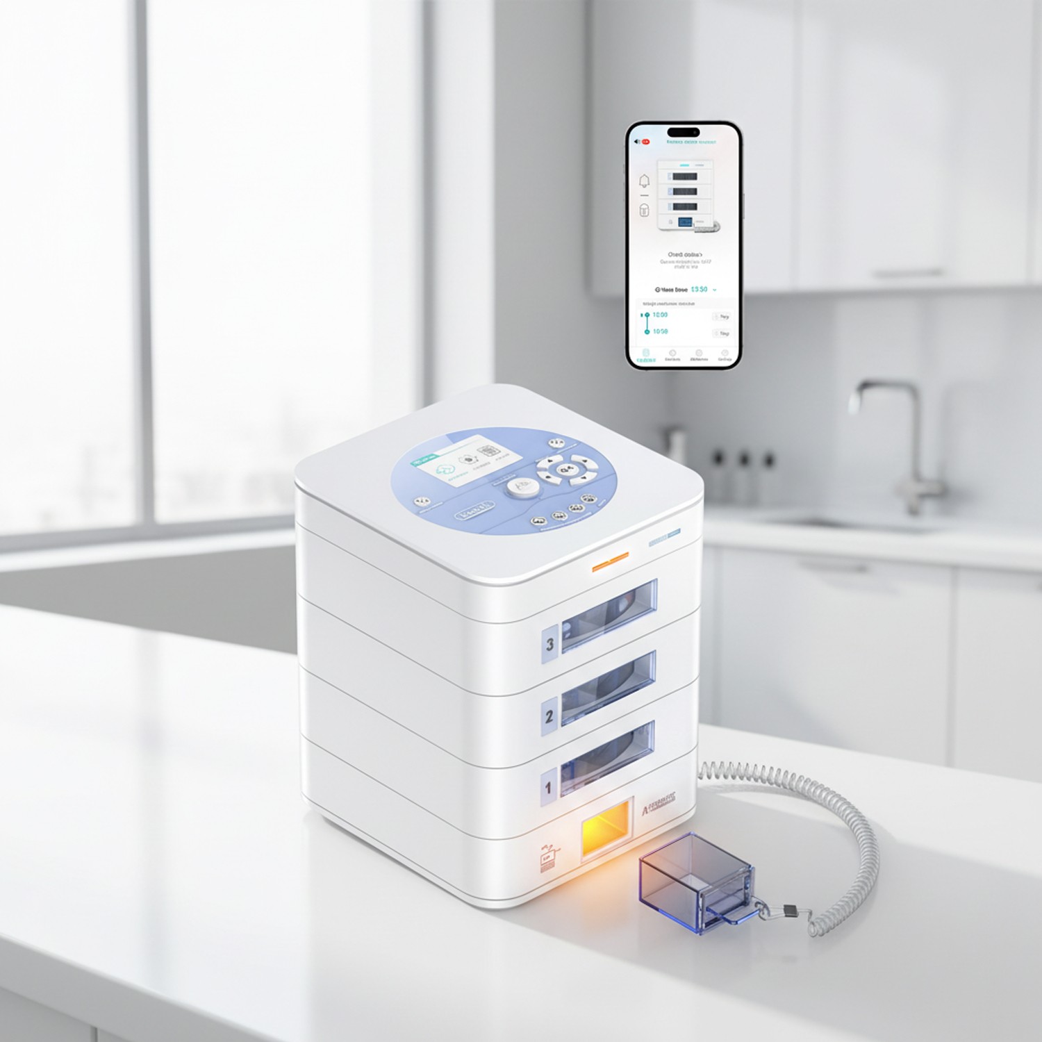 42-Day Automatic Pill Dispenser – App & On-Device Setup by Family LCD Display US