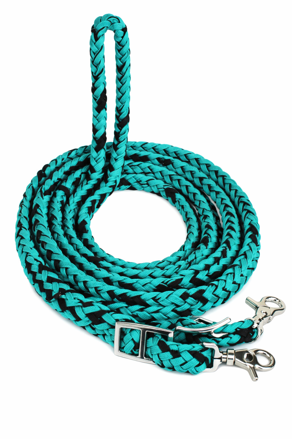 Horse Western Tack Nylon Braided 8 Ft. Knotted Roping Barrel Reins Lime Green
