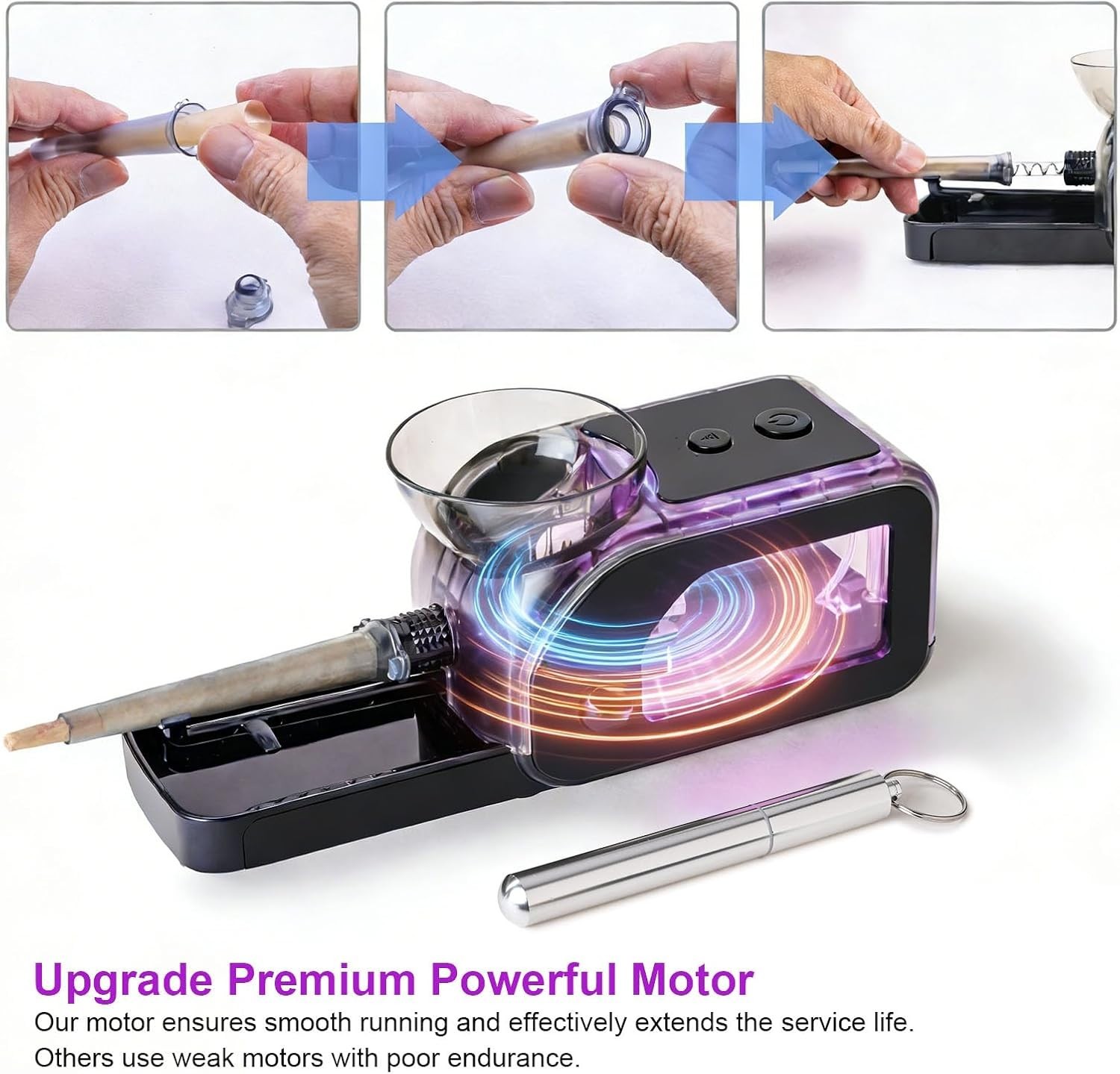 Electric Cone Rolling Machine Set with Grinder & LED Light
