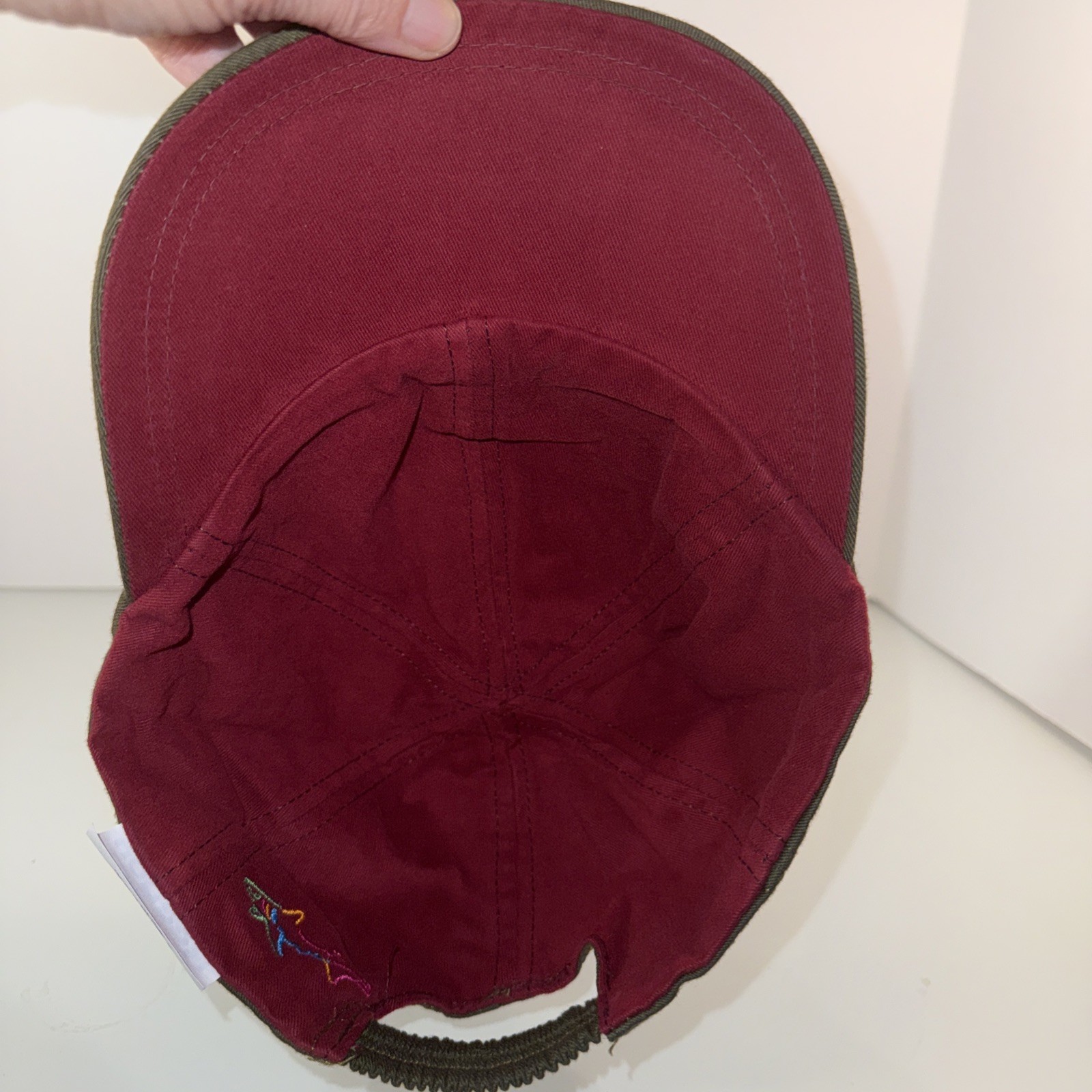 Reebok Reversible Olive/Maroon Hat Cap w multi-color shark inside & outside