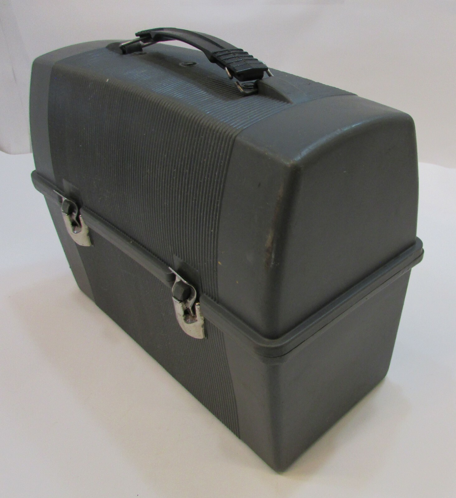 Vintage 1990's Thermos Brand Charcoal Plastic 5x8x10 Traditional Work Lunchbox