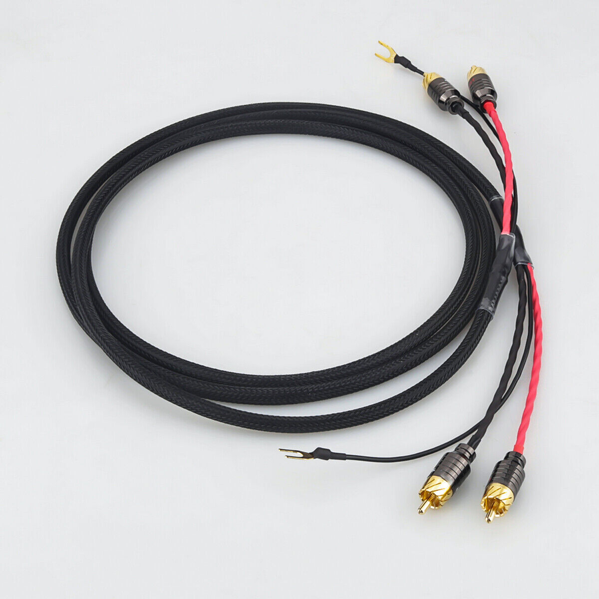 HiFi Turntable OCC Signal Interconnect RCA Cable Cord with Y Plug Ground Wire