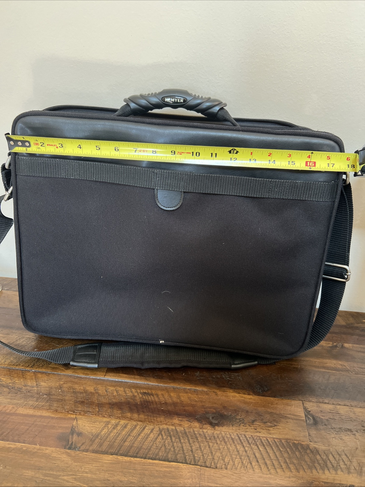 Kemyer Black Briefcase Carry On Handle Padded Strap Compartments Large