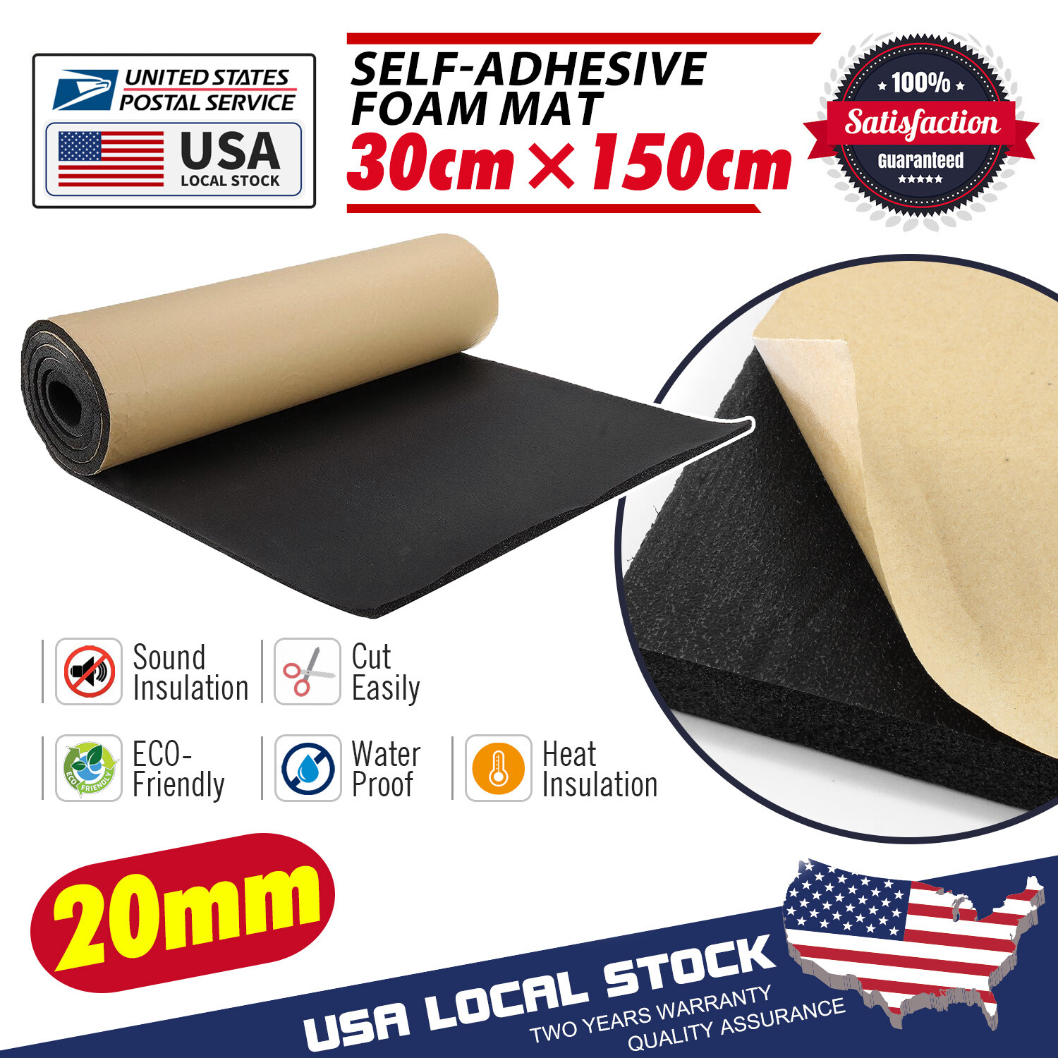 5Sqft Black Foam Sheet Self Adhesive Rubber Padding Neoprene Sponge Rubber Mat