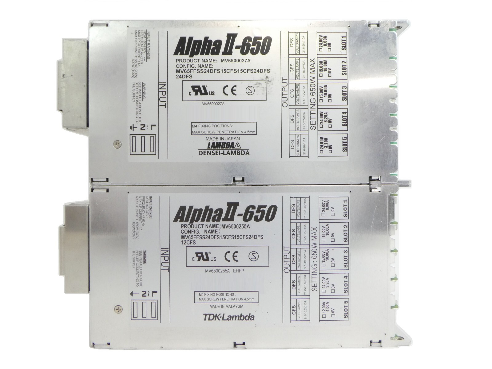 Lambda MV6500027A MV6500255A Power Supply Alpha II-650 Lot of 2 Working