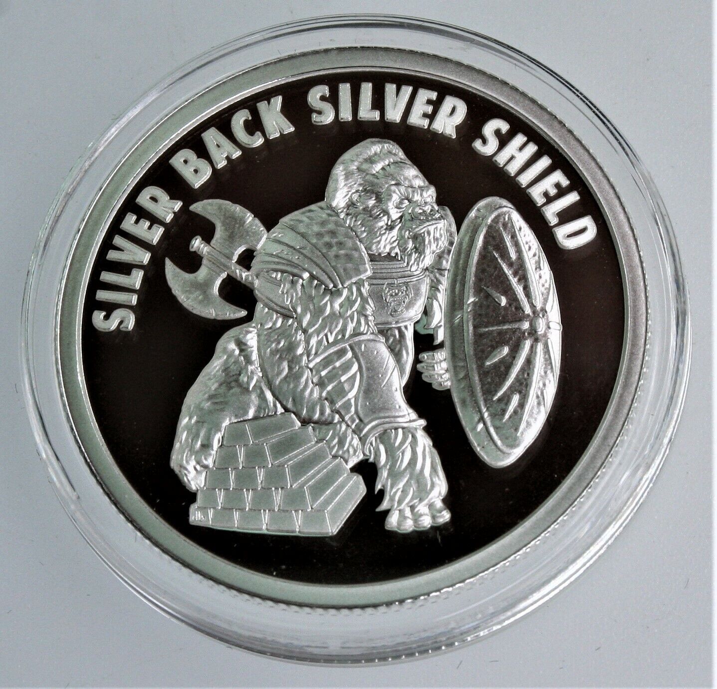 Silver Back Gorilla Silver Shield Proof World War Meme #6 2021 1oz