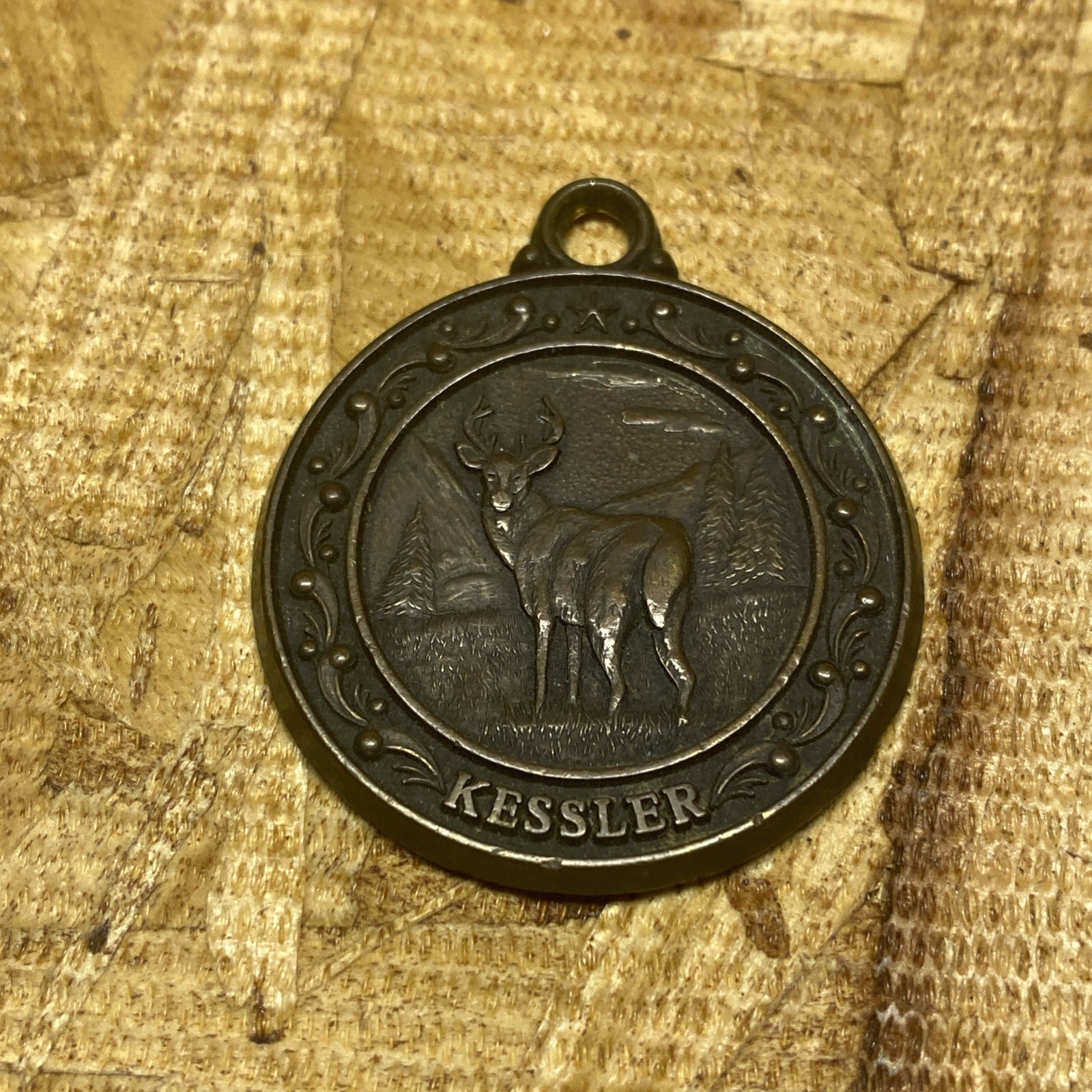 Antique “RARE” Kessler Whiskey Brass Keychain / Pendant