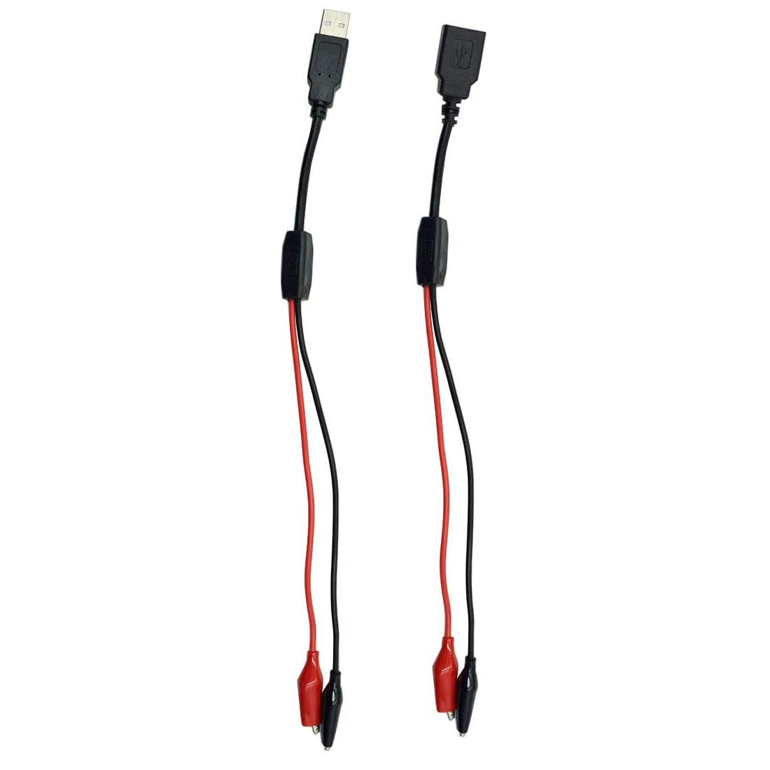 2 PCS 13.2-inch Alligator Clips to USB Female Male Connector Cable 18AWG