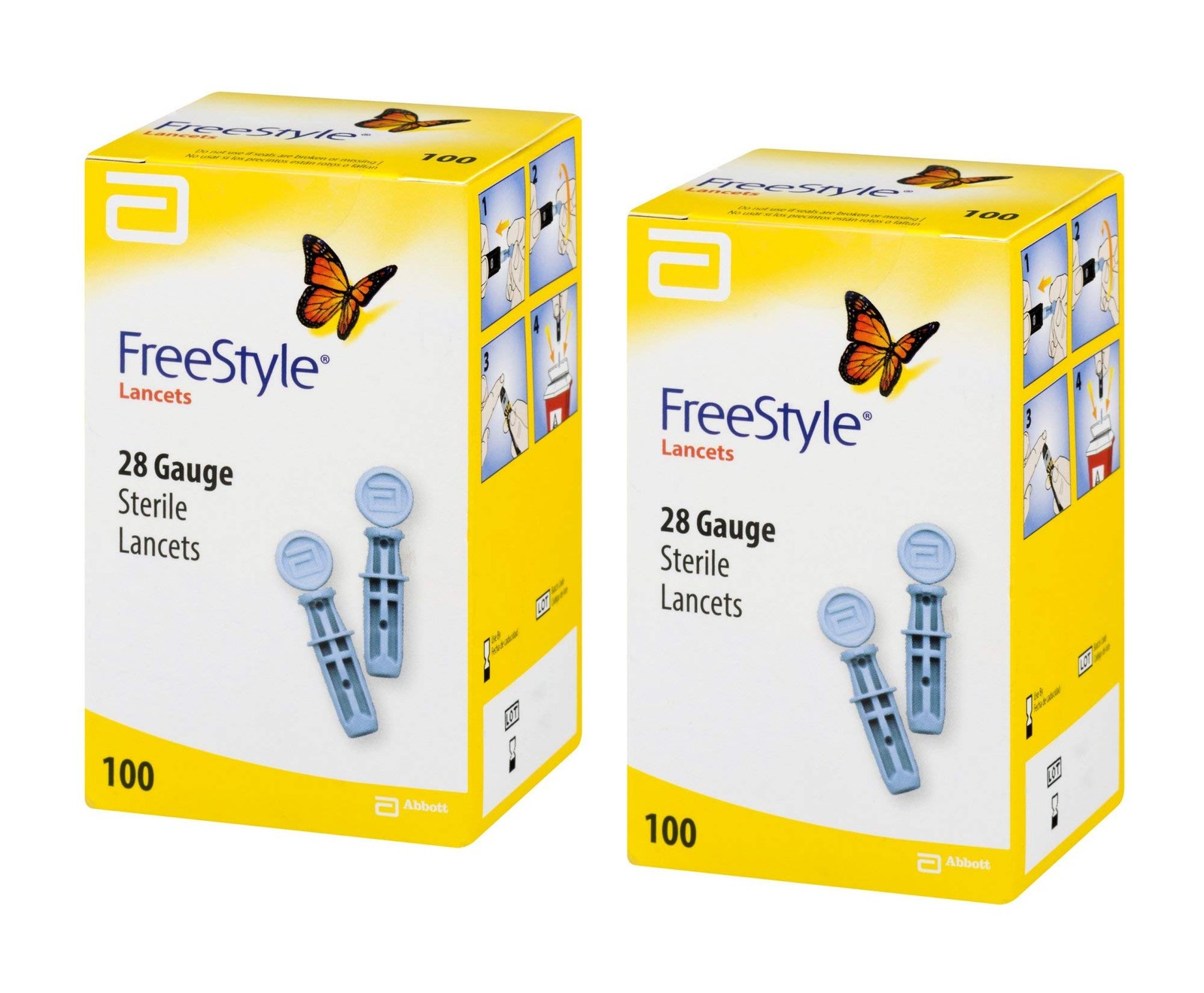 Freestyle Sterile Lancets 28 gauge - 200 ct 100 Count (Pack of 2)