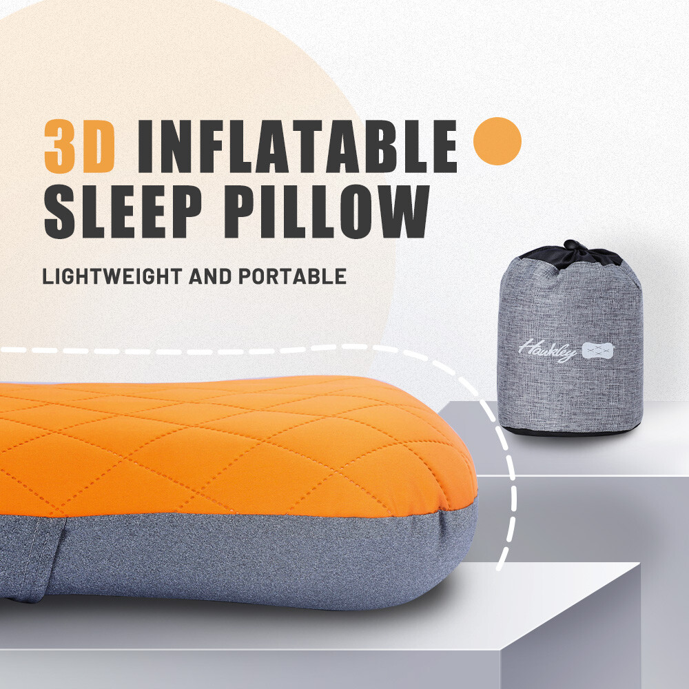 Air Pillow Inflatable Cushion Portable Head Rest Compact Travel Camping w/ Pouch