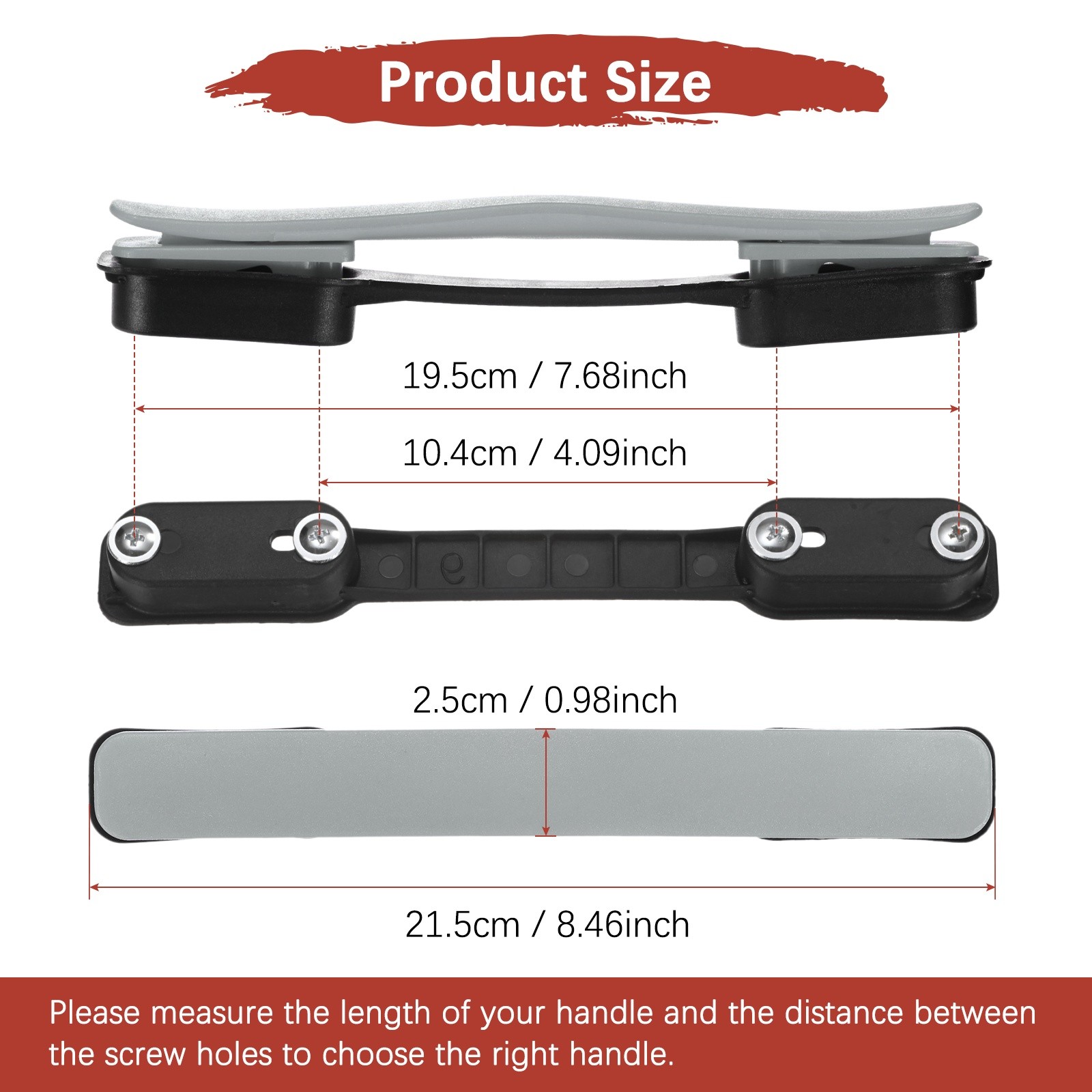 2PCS Luggage Replacement Handle for Suitcase - [Silver-Grey-8.5IN]