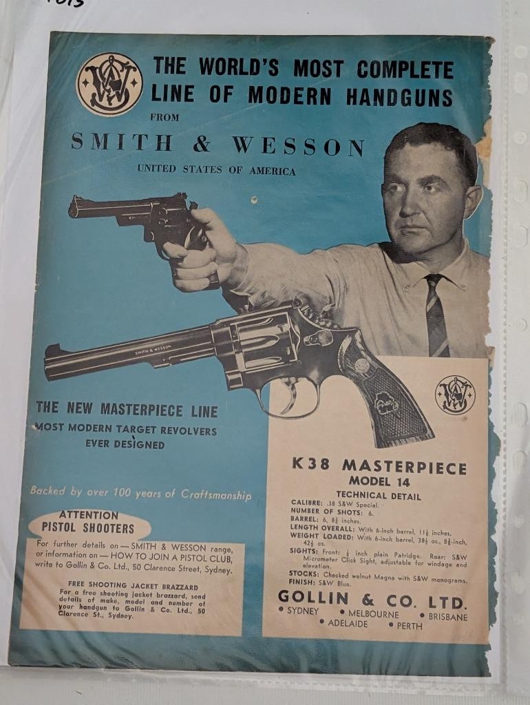 Smith & Wesson K38 Masterpiece Model 14 Ad 1964 Vintage Firearms Print