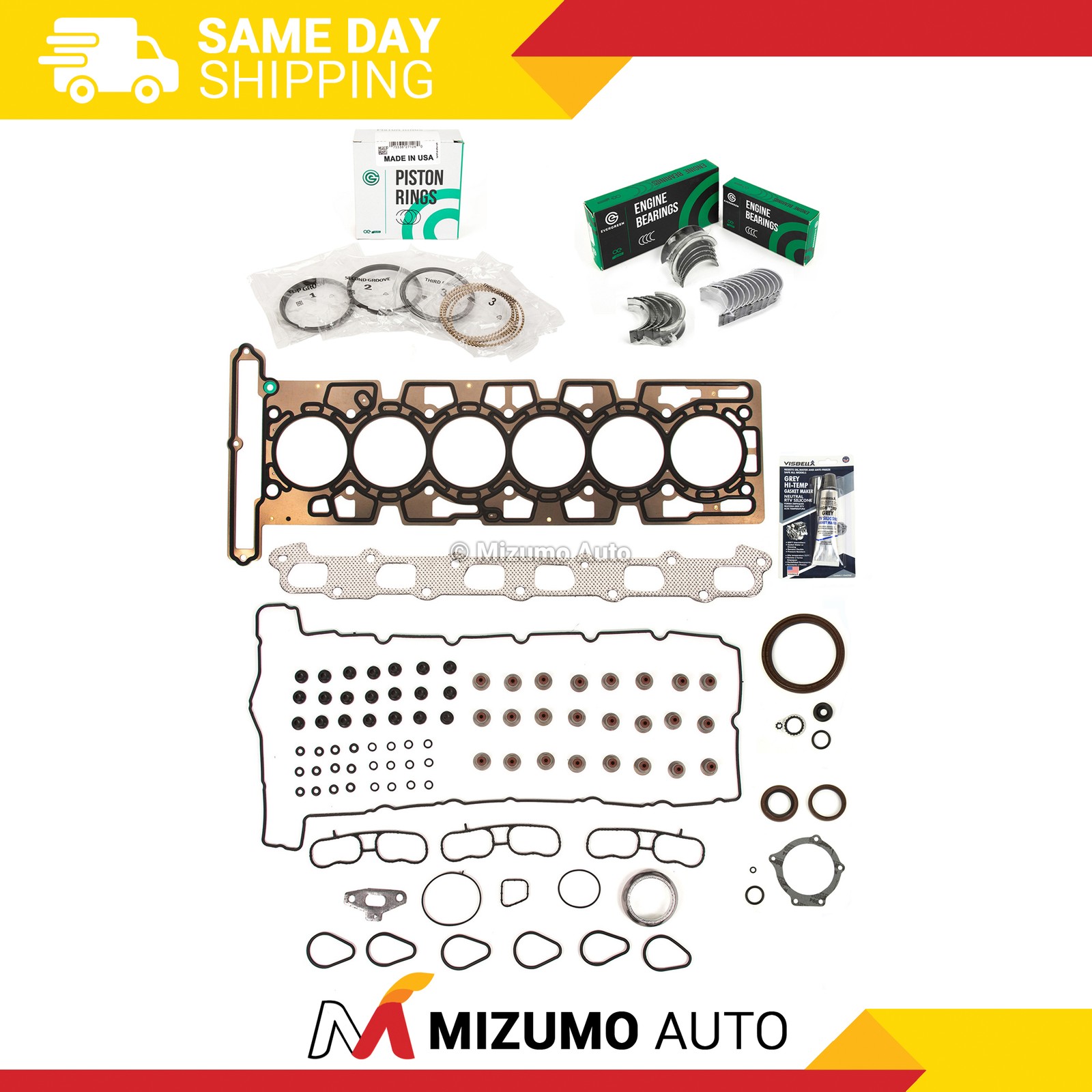 Full Gasket Set Bearings Rings Fit 06-09 Buick Chevrolet GMC 4.2L DOHC