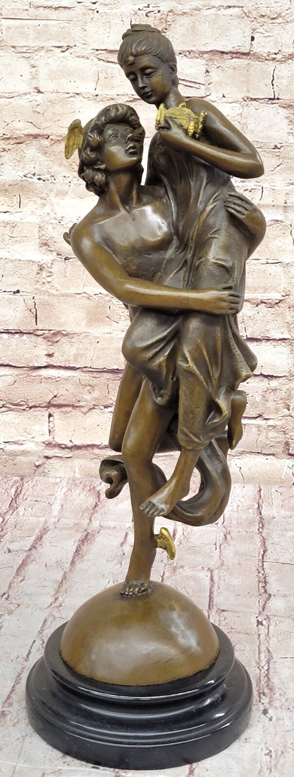 Museum Quality Bronze Gilted Flying Mercury Holding Pandora Sculpture Artwork