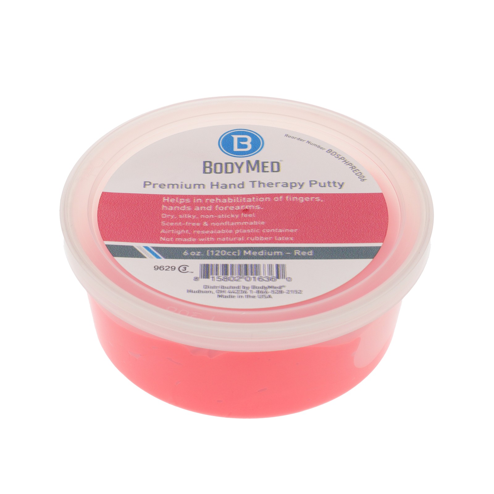 BodyMed Premium Hand Therapy Putty, Red, 6 Oz., Medium, Strengthening Therapy