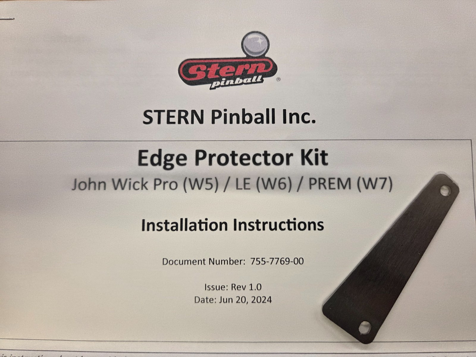 Stern John Wick Pinball machine Edge plastic Protector kit 502-8045-00