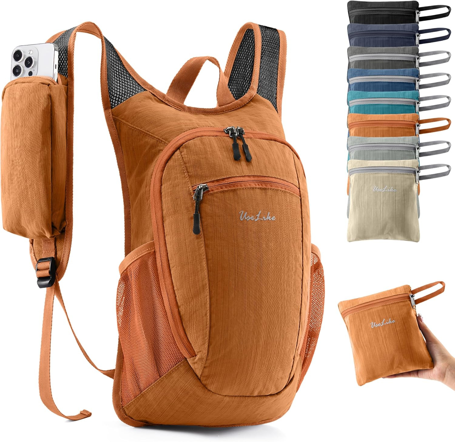 10L Lightweight Packable Hiking Backpack for Travel - Unisex (Orange)