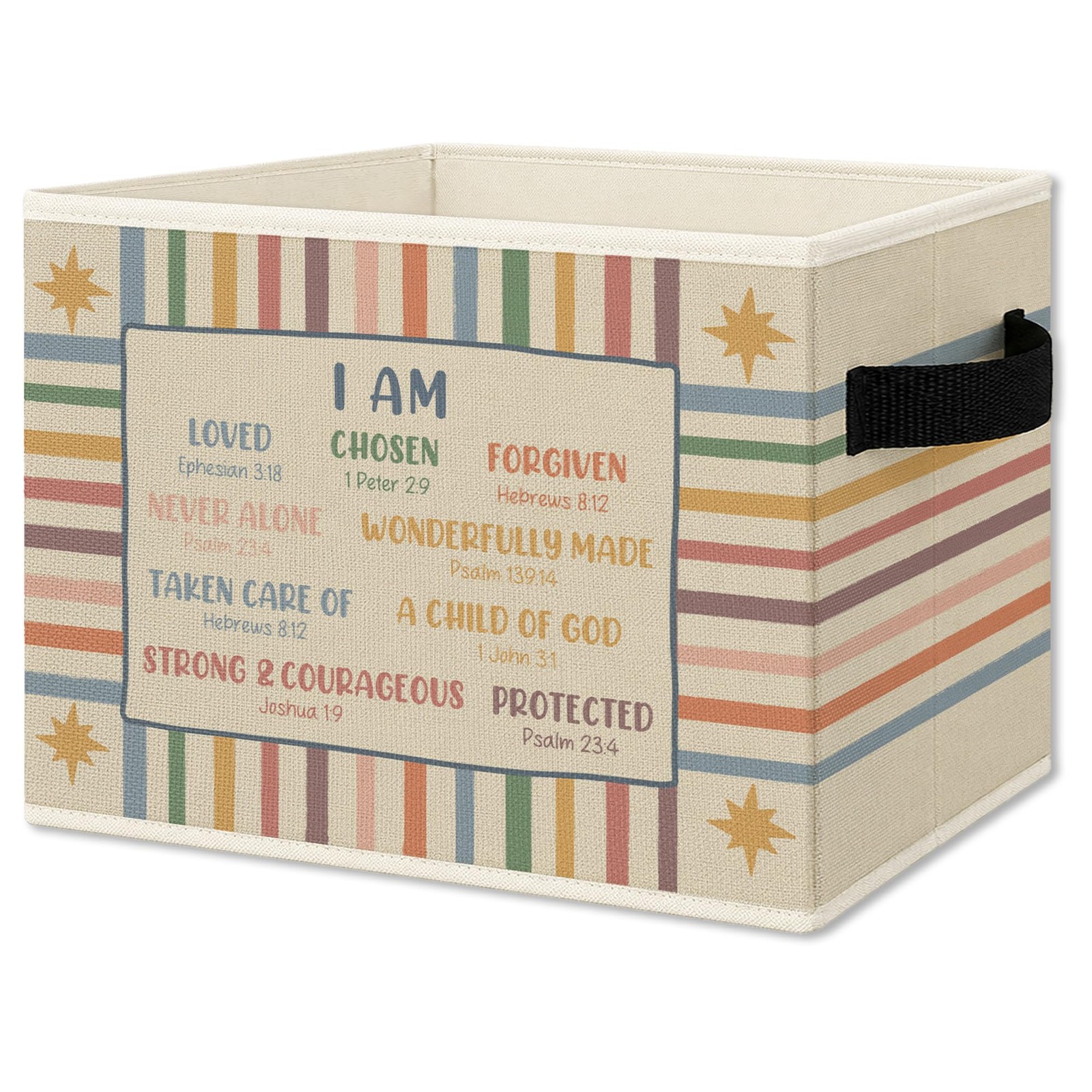 Christian Inspirational Nursery Foldable Storage Bins Box with Handles, Boho ...
