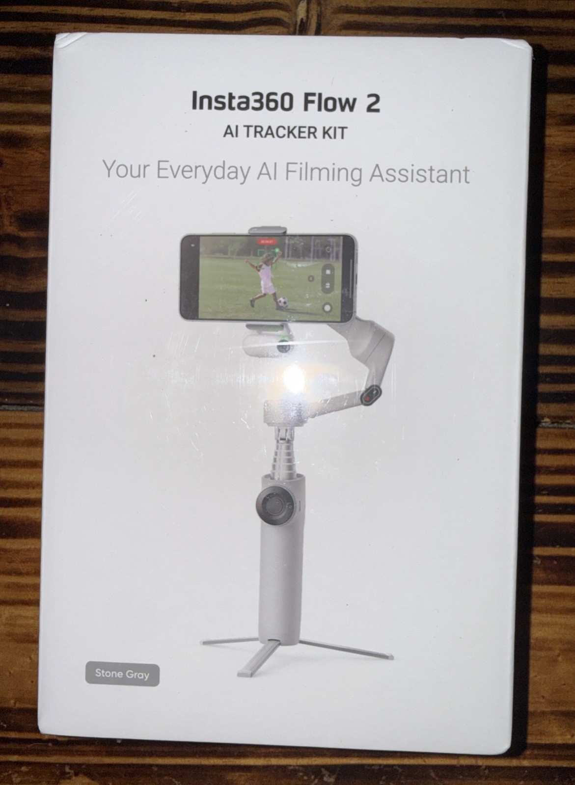 Insta360 Flow 2 Plus AI Tracker Bundle - Foldable Phone Gimbal, Stone Grey