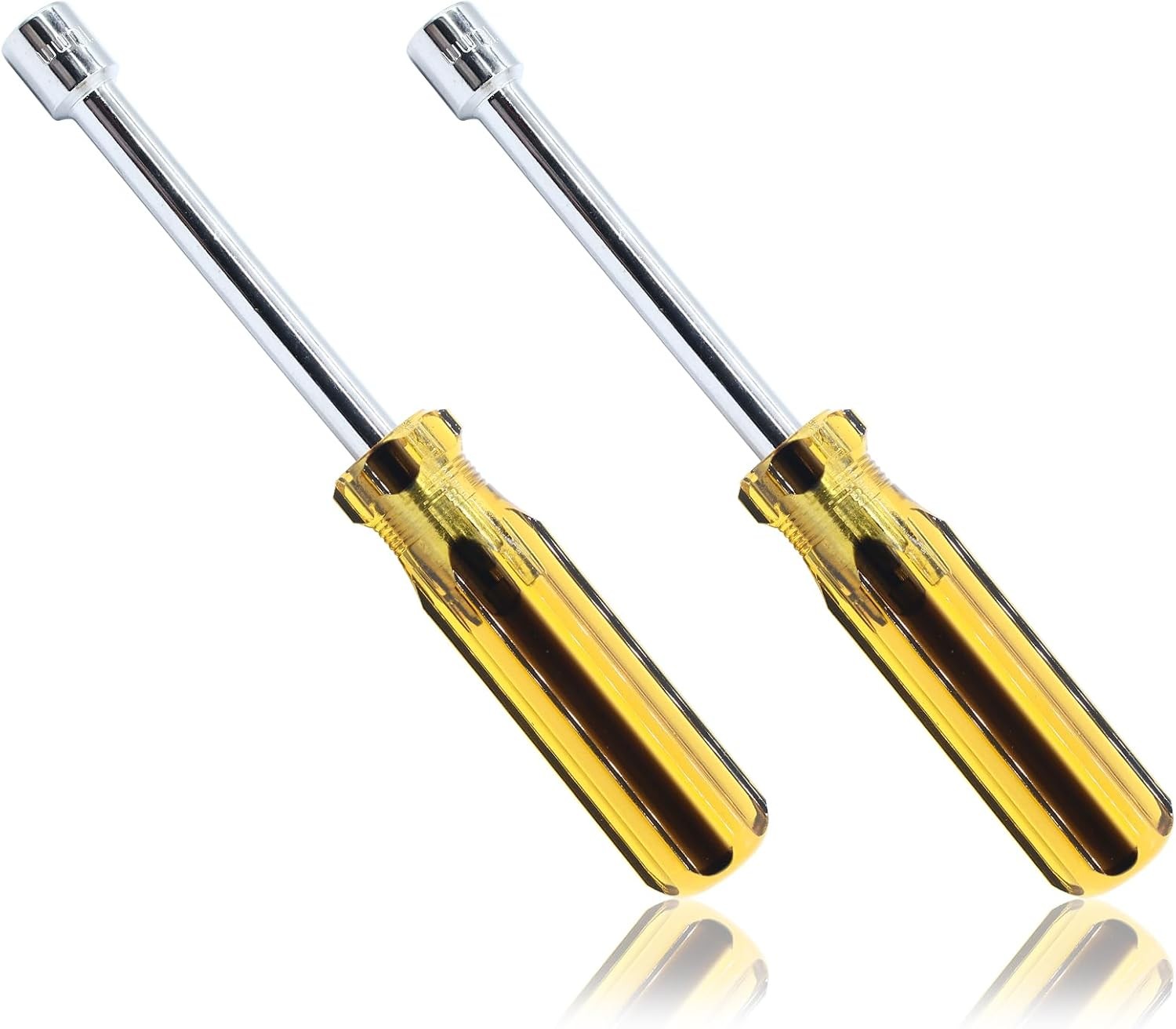 2Pcs 10mm Socket Wrench Screwdriver, Hexagon Nut Driver with Steel Cushion