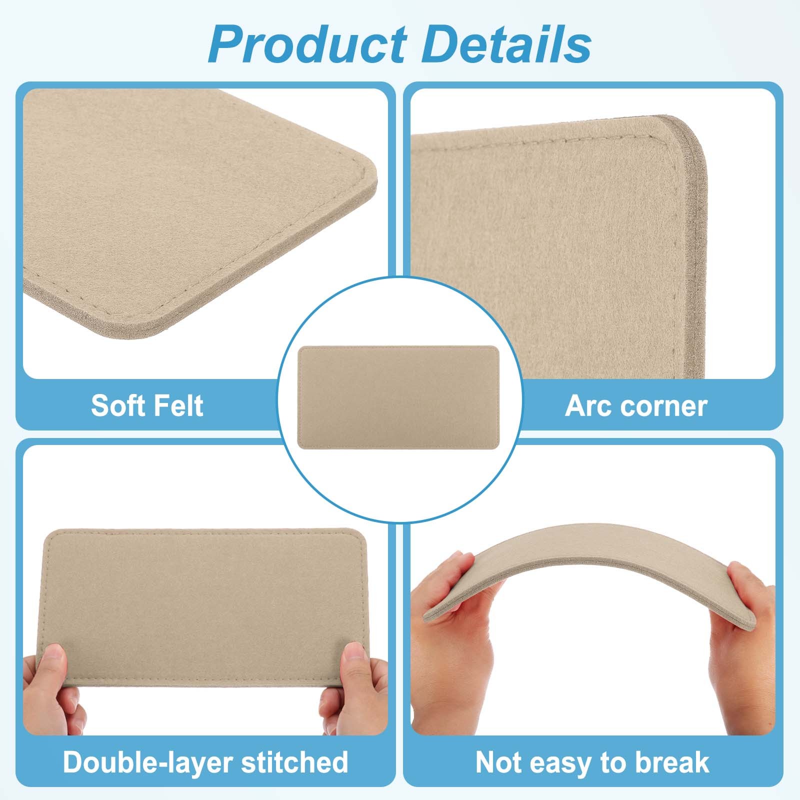 13.8''×7'' Felt Bag Base Shaper, 2pcs Bag Bottom Organizer Rectangle, Beige