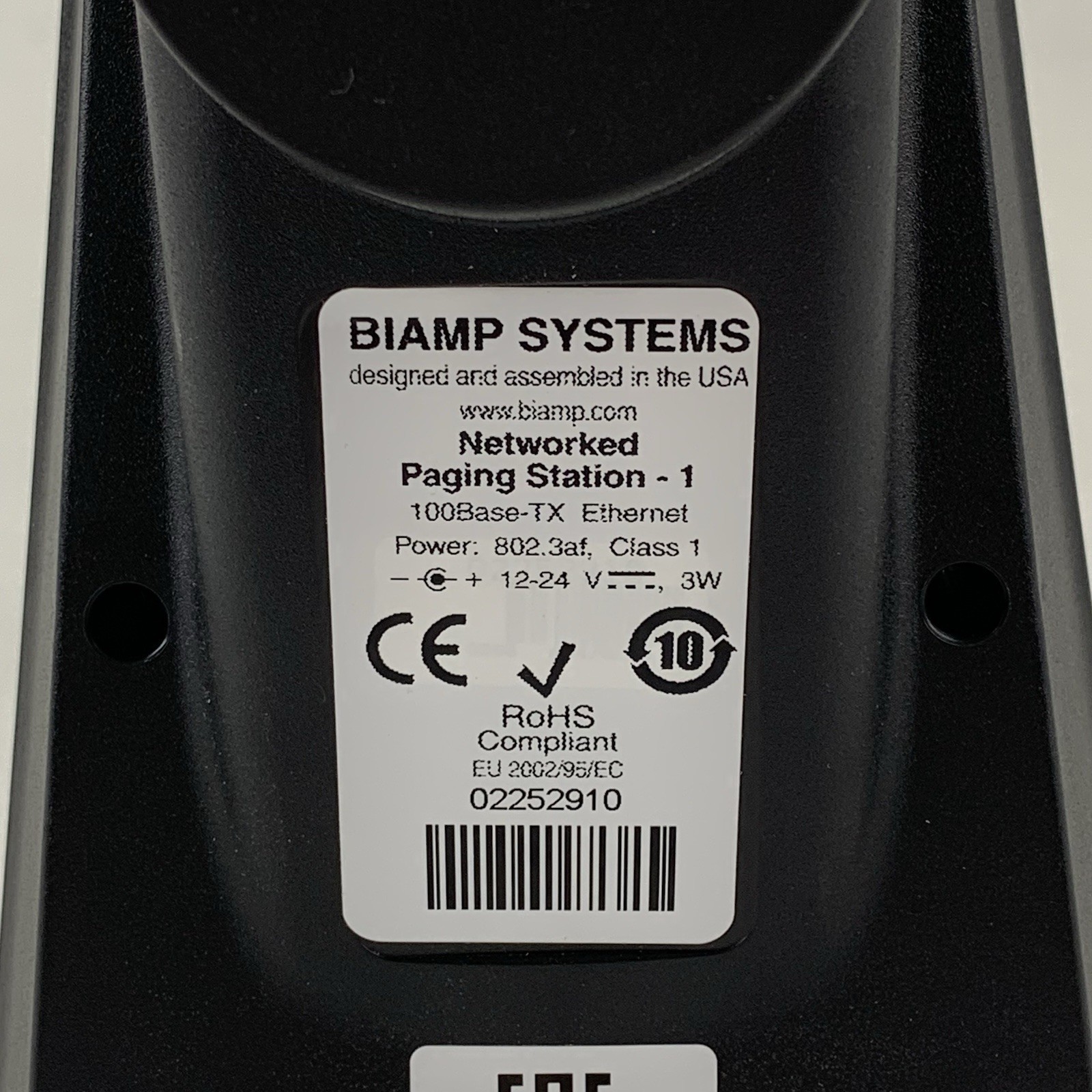Biamp Networked Paging Station-1 PoE Paging Mic Console CG01S2X Powers