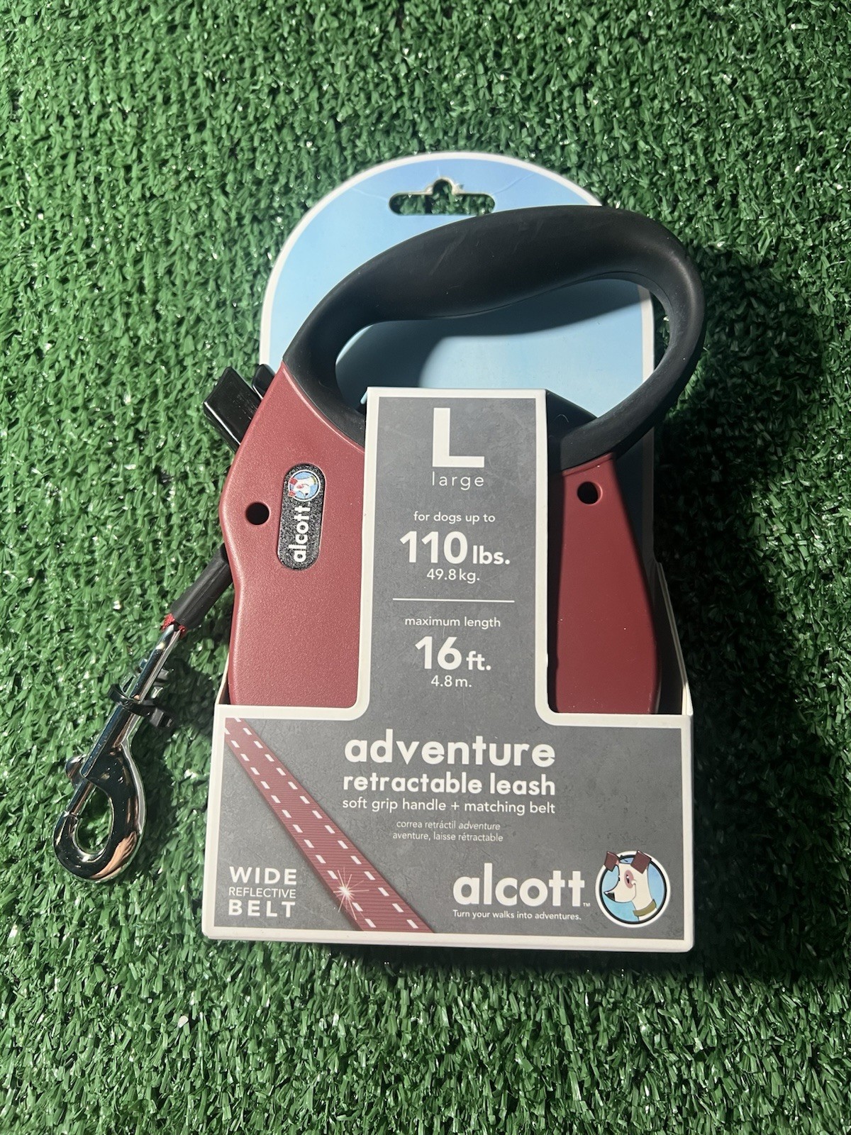 Alcott Expedition Retractable Leashes, Large, RED 16ft