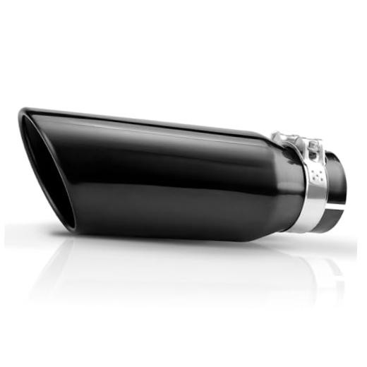 Black Exhaust Tips 2.5" Inlet, 2.5" Inlet 2.5" ID - 4" OD - 12" Long Clamp on