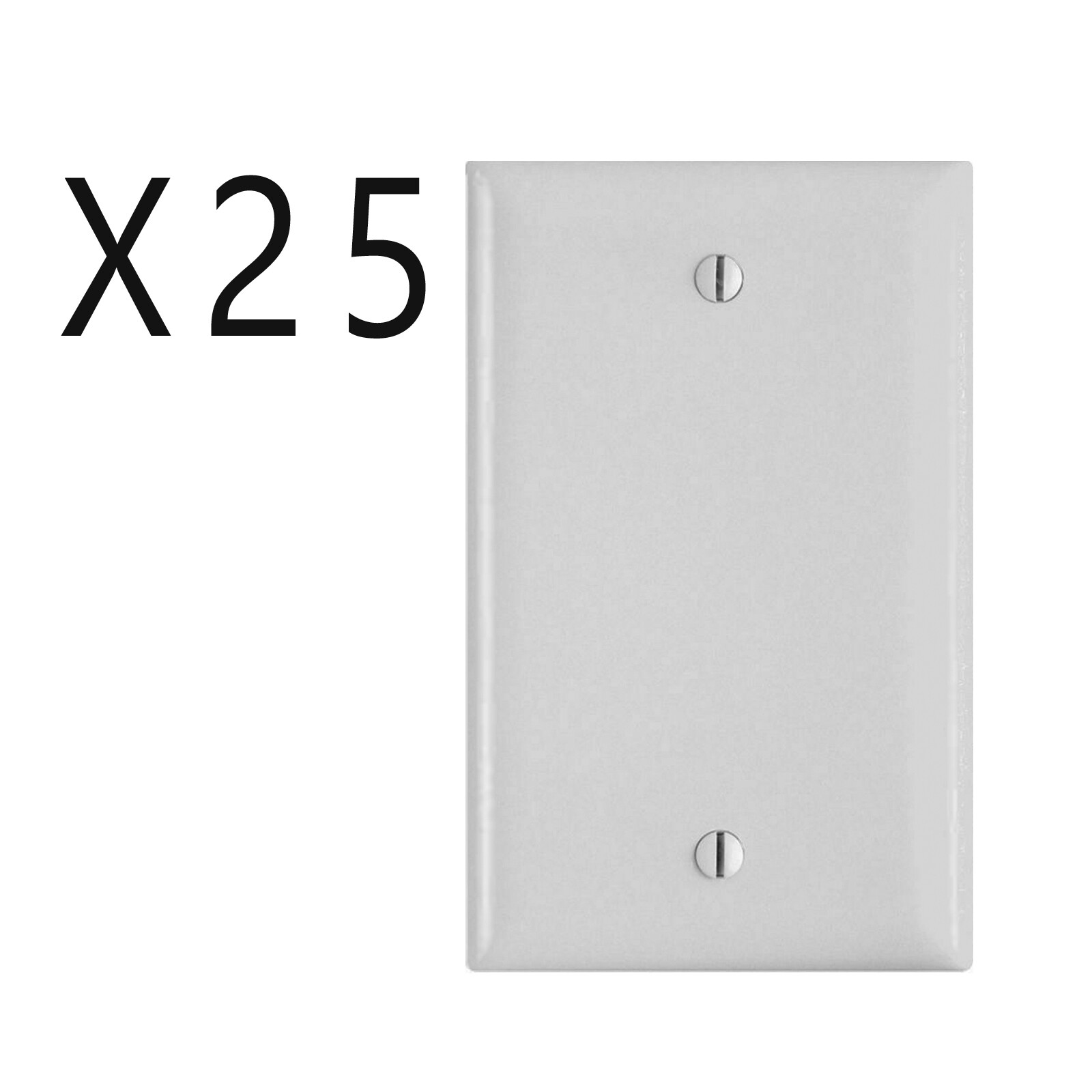 25 Pack Lot - Single Gang 1-Gang Blank Wall Face Plate Outlet Switch Cover White