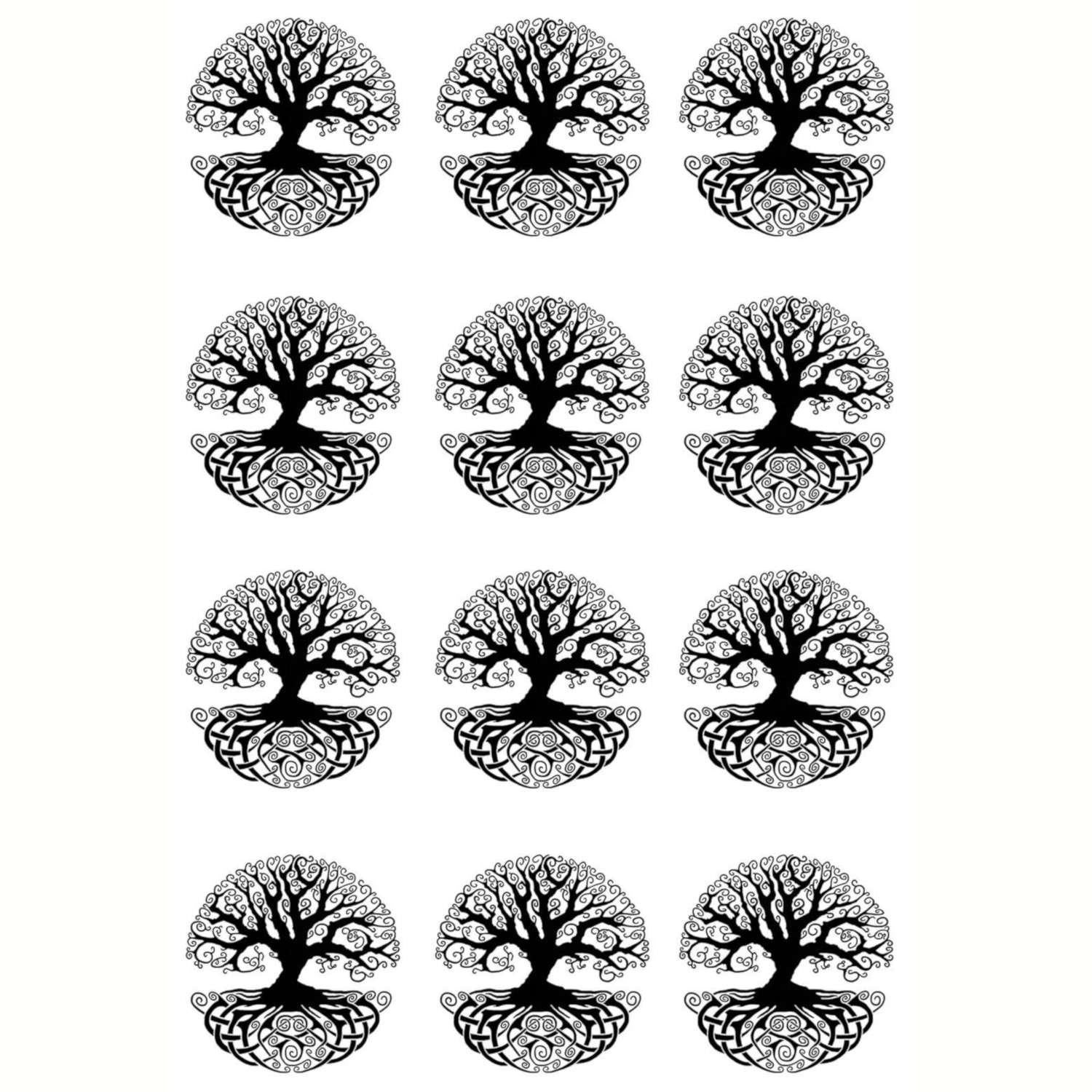 1" Celtic Knot Tree Of Life Black Enamel Decals - pack of 12