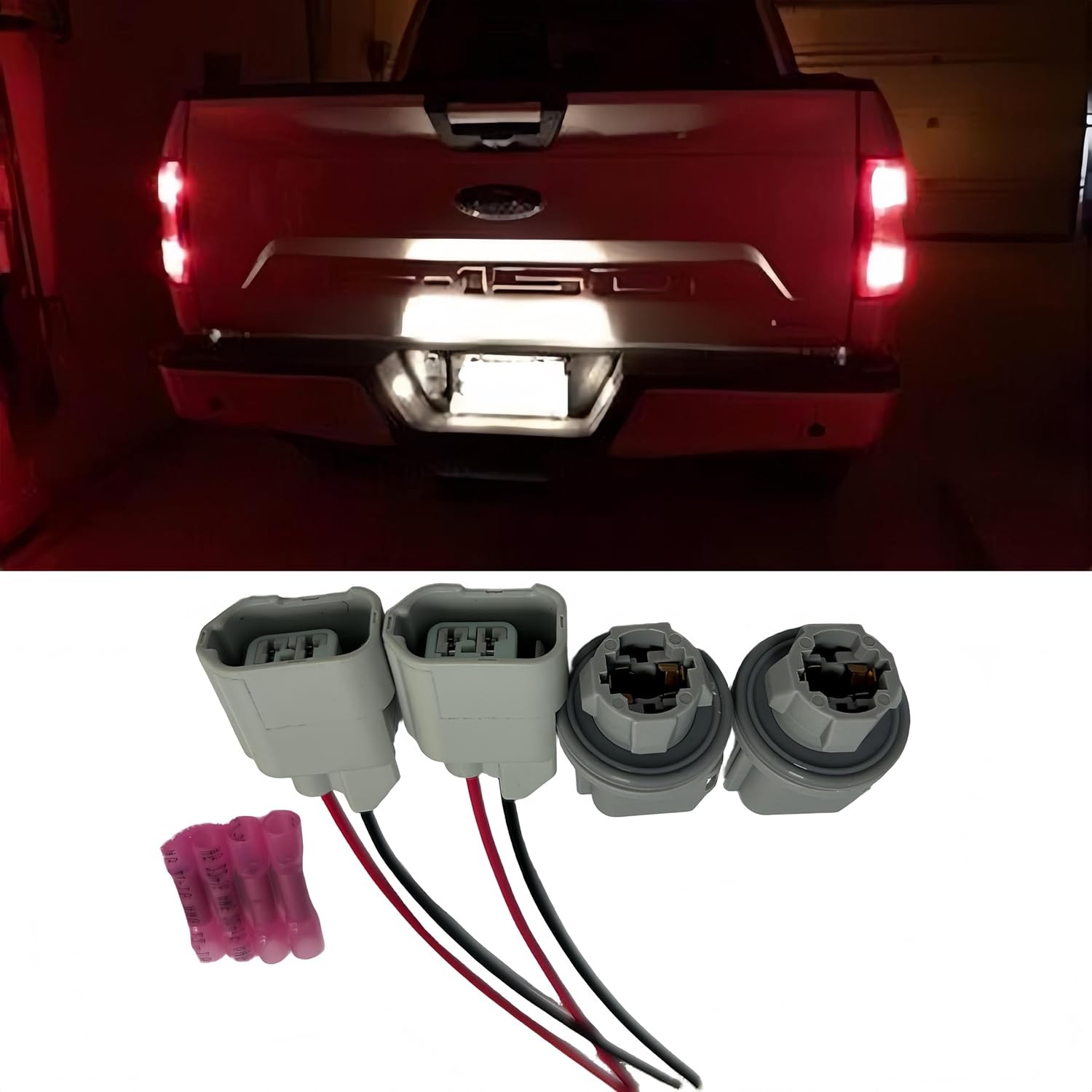 2Pcs Rear License Plate Lights Connector Socket & Plug Harness Kit Fit for Ford
