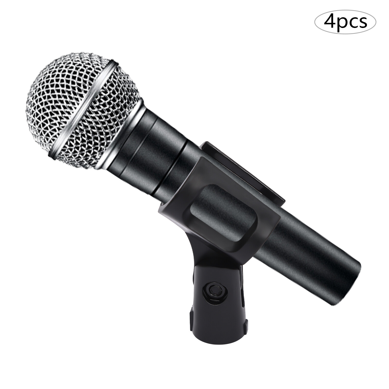 4 Pcs Universal 180° Microphone Clips Clamp Holder For Wired/ Wireless Mic Stand