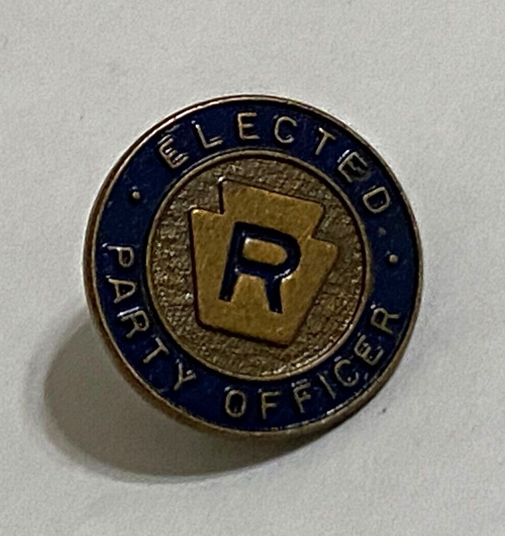 Elected Party Officer Pin R Letter Blue & Gold Tone Lapel Pin