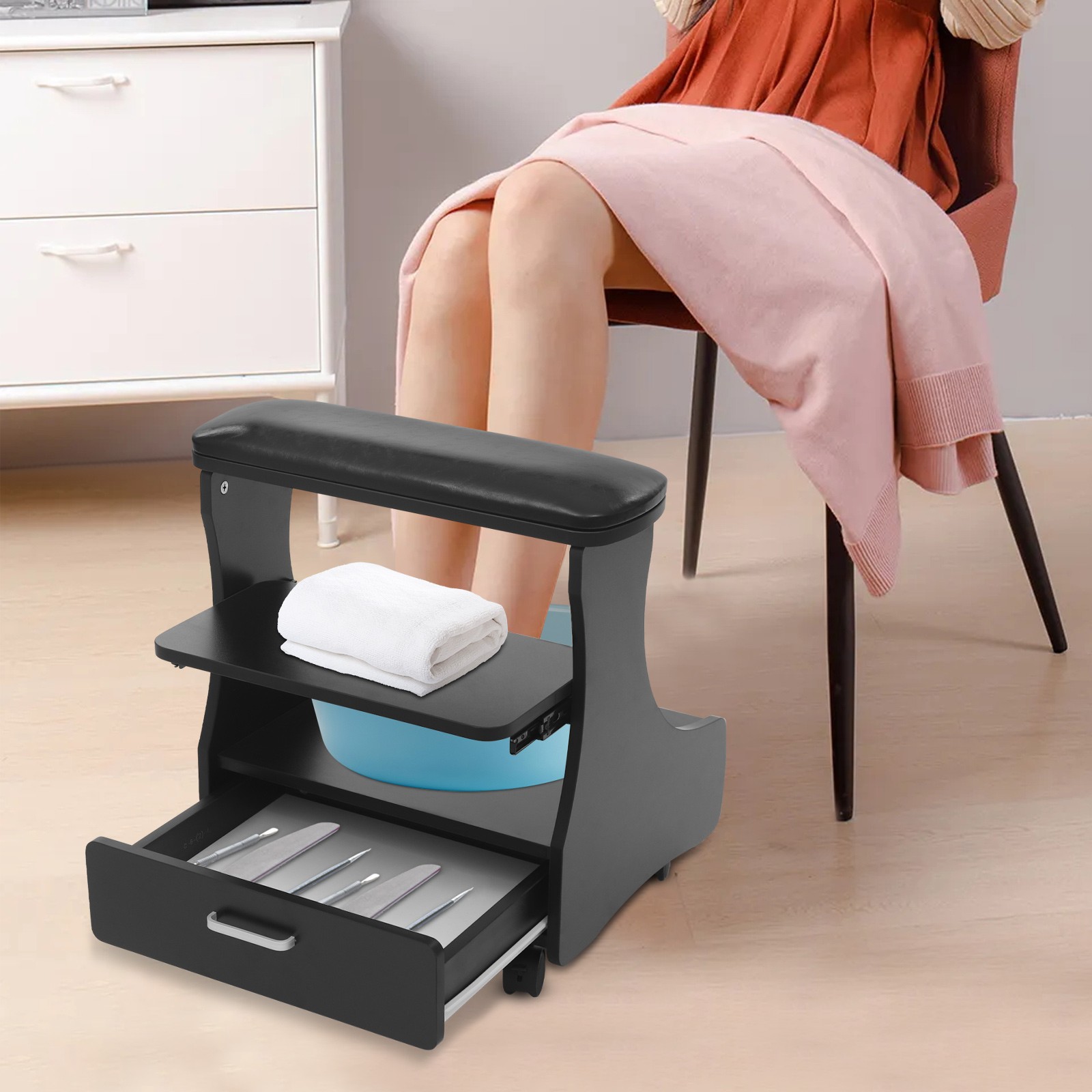 Pedicure Foot Rest Foot Stand for Pedicure Footstool Stand with Wheels