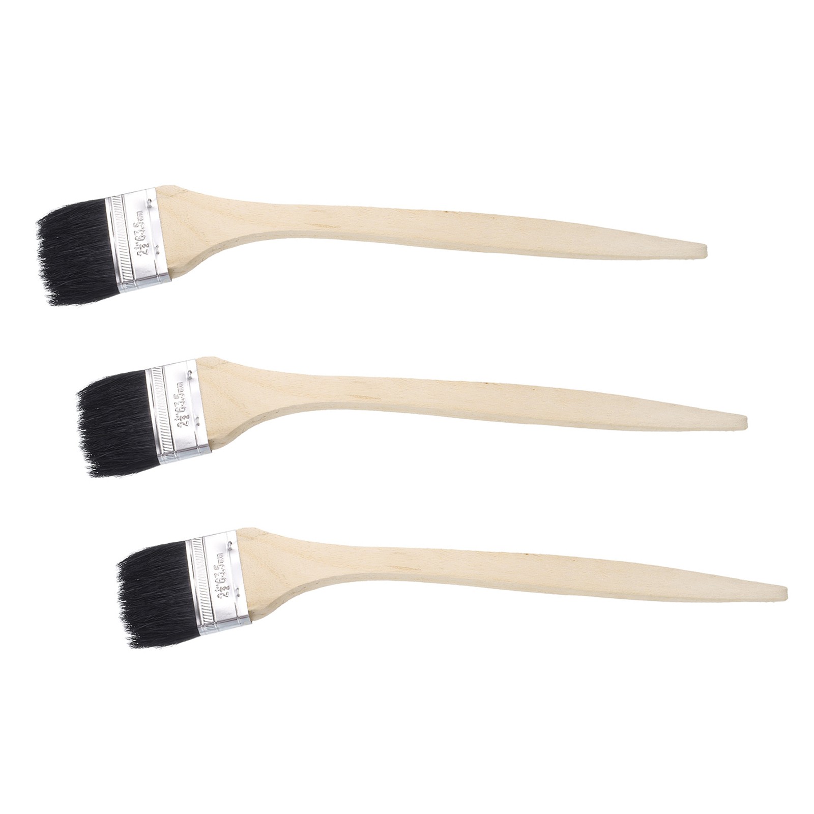 3 x Bent Radiator Paint Brush 2.5" Width Long Wood Handle Paint Bristle Brushes