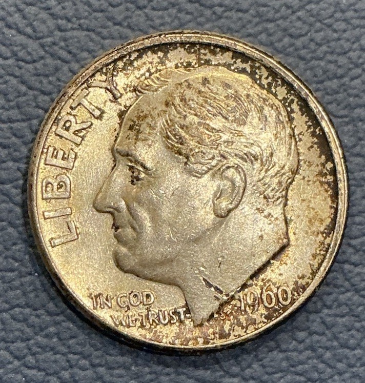 1960-D Roosevelt Dime 90% Silver - End Of Roll Toning