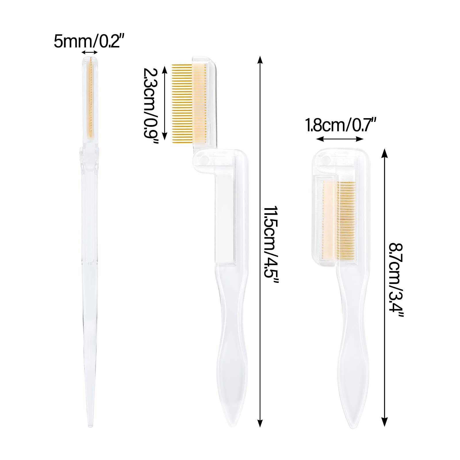2PCS Folding Eyelash Comb Eyelash Separator Tool White Eyebrow Comb Metal Tee...