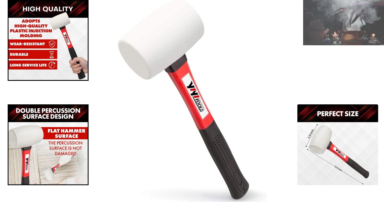 Versatile 16oz Rubber Hammer - Ergonomic Fiberglass Handle for All Projects