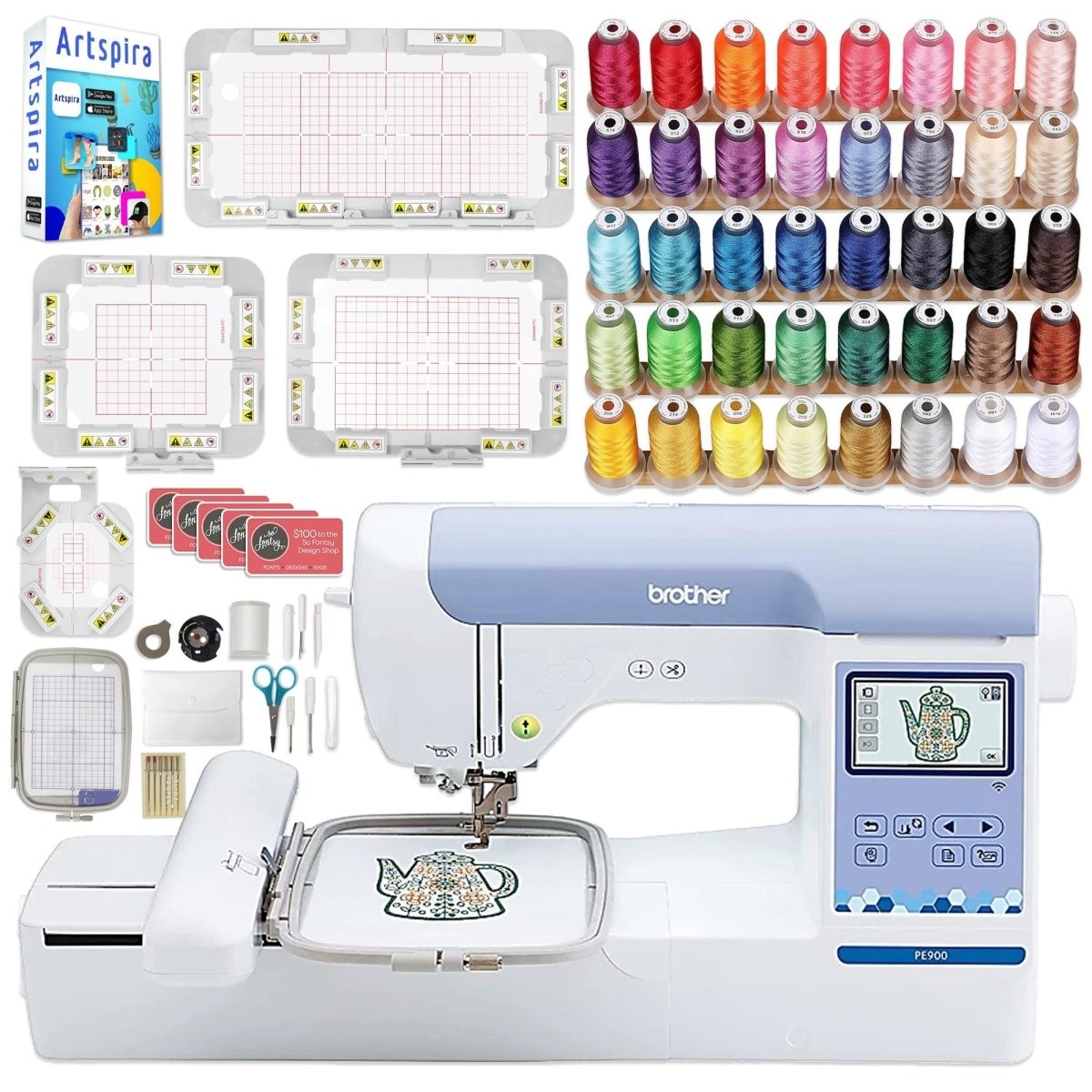 Brother PE900 5" x 7" Embroidery Machine with Magnetic Hoops Kit