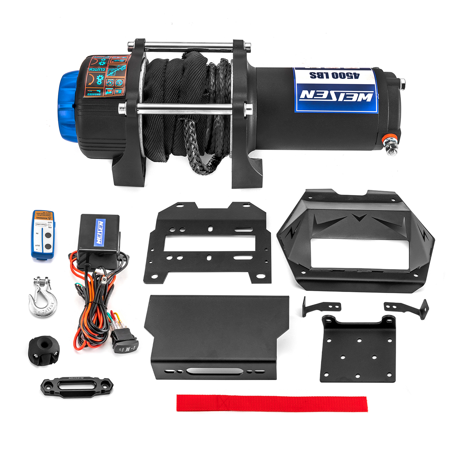 WEISEN 4500lbs 12V Electric Winch Mount Combo For Polaris RZR Turbo R / PRO R
