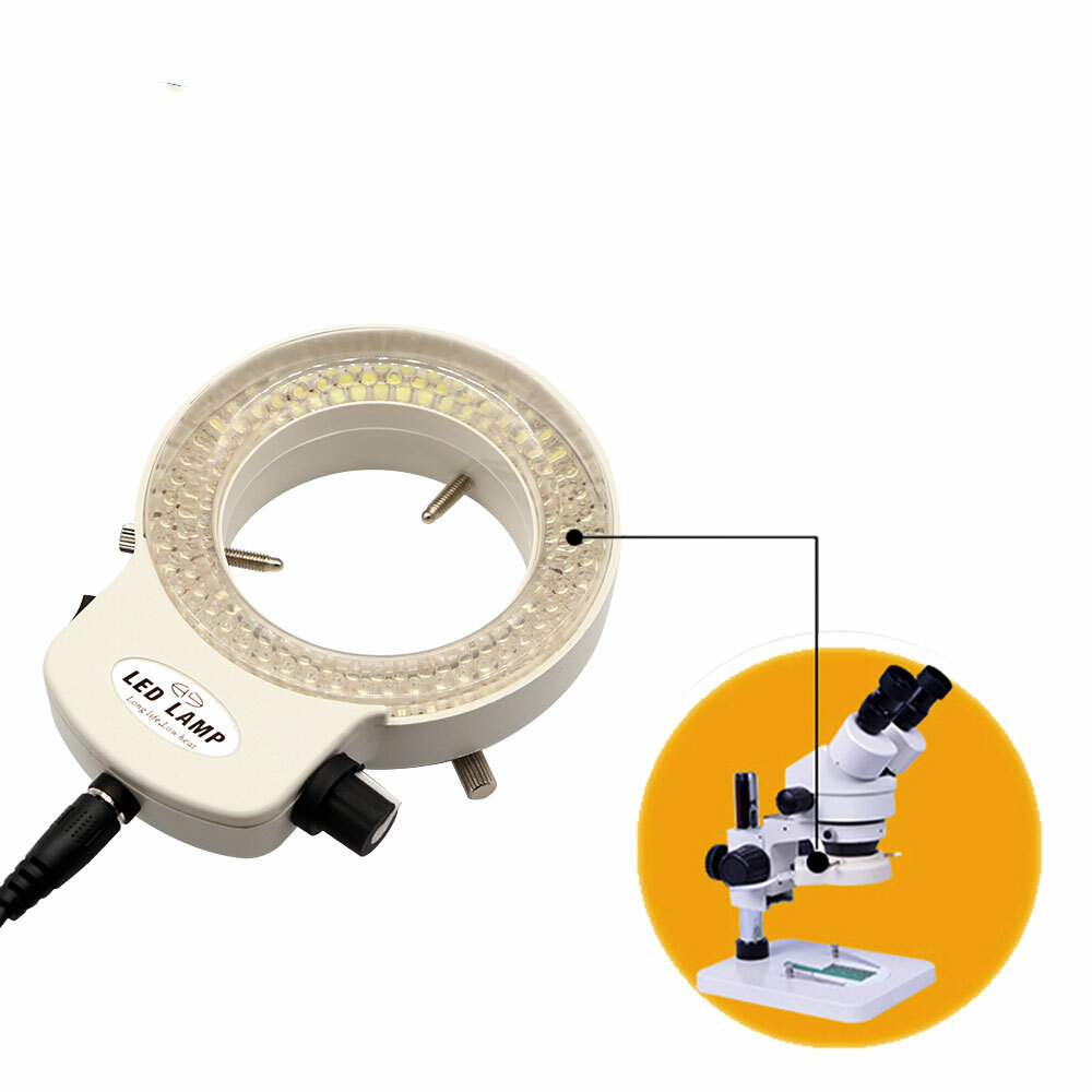 Adjustable 144 LED Bulbs Microscope Ring Light Illuminator Lamp US Plug Durable