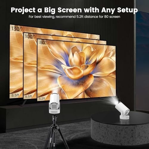 Mini Portable Projector 160 ANSI 720p 4K Support Bluetooth 5.4 WiFi 6 Android