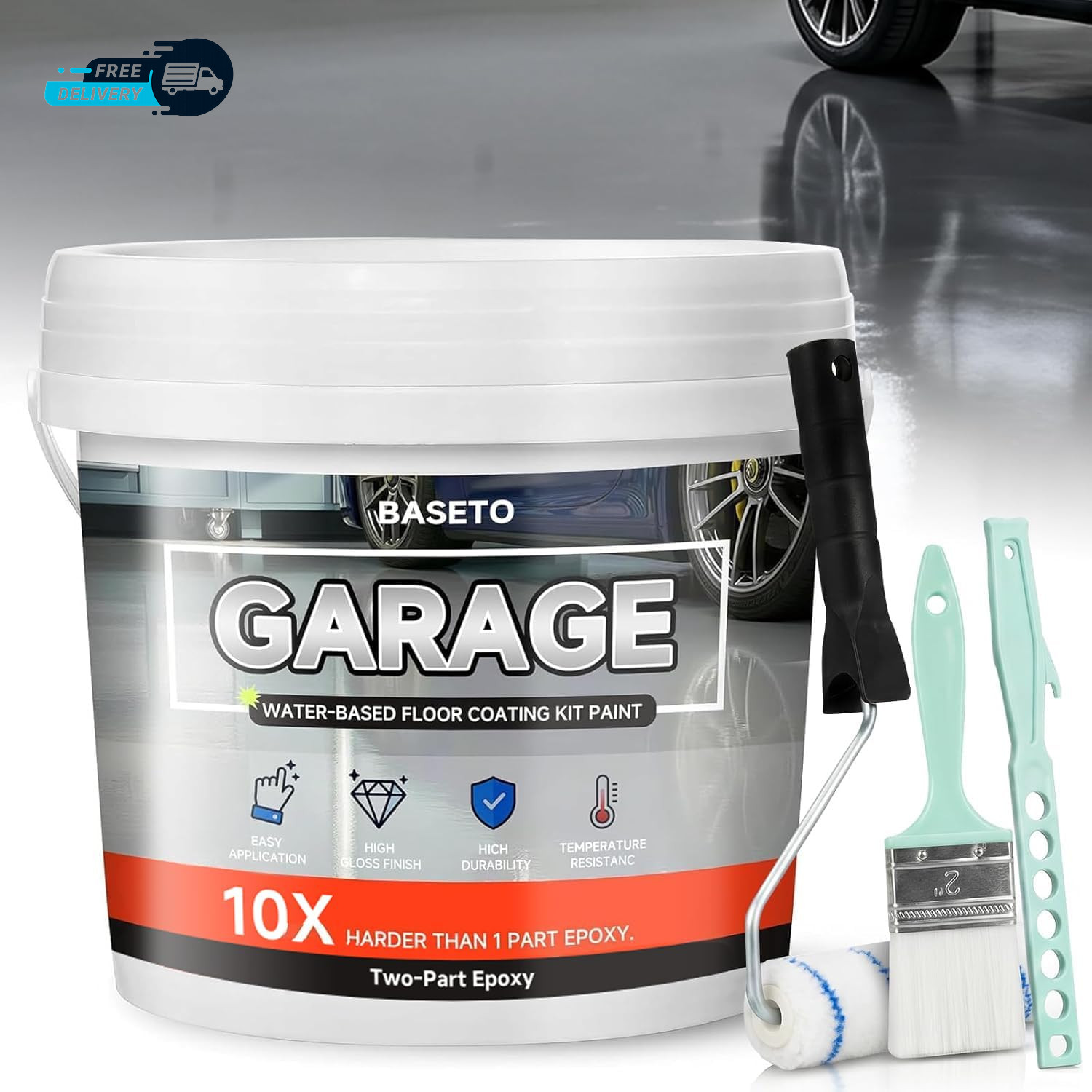 Garage Floor Epoxy Kit 2K Epoxy Floor Paint with Tools Epoxy Coating