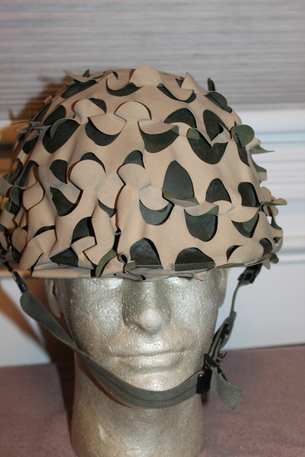Original Iraqi Army M80 Green Fiber Combat Helmet w/Full Liner, Straps & Net
