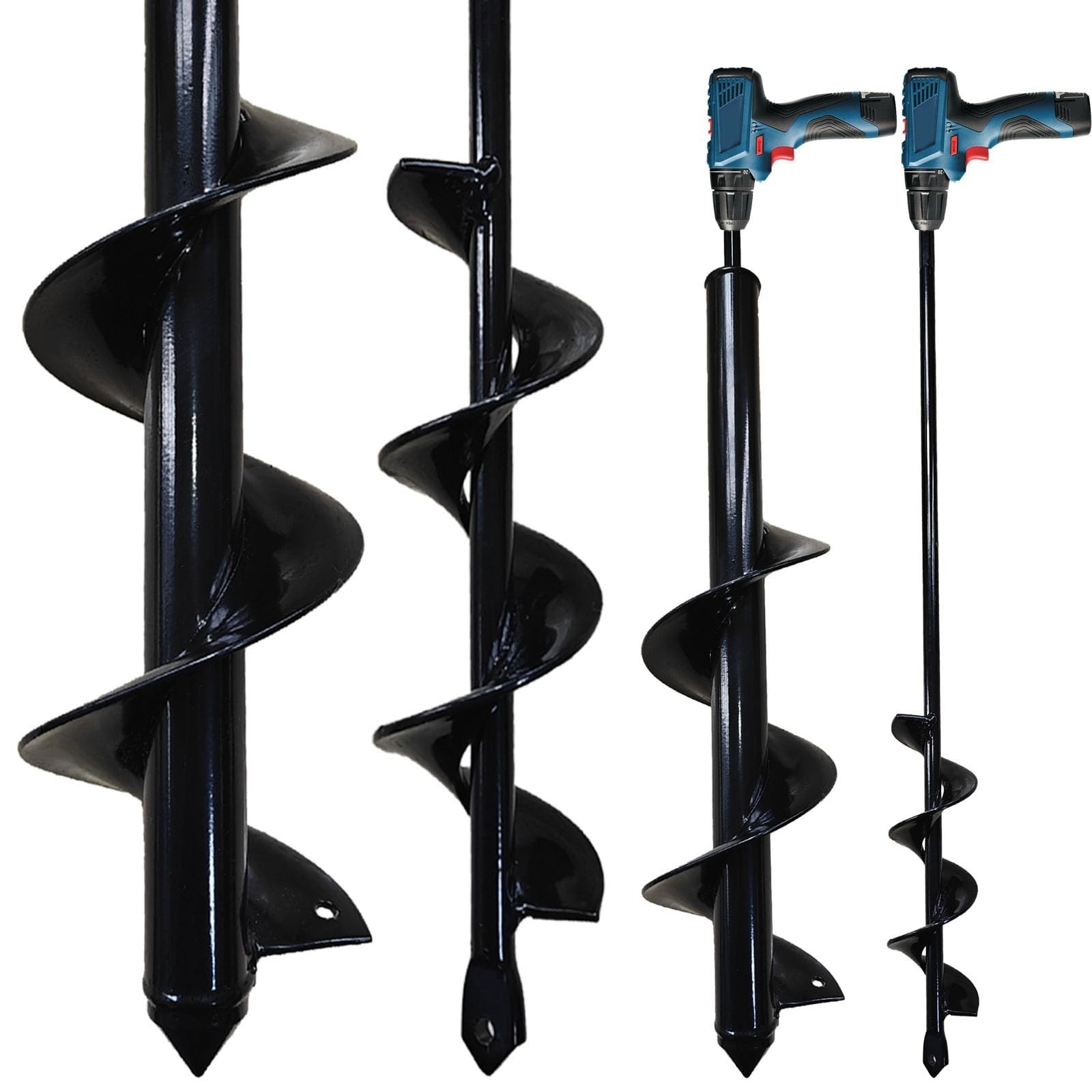 2 Count Garden Auger Drill Bits, 3.5" x 16" & 1.6" x 16.8" Garden Auger Hole ...