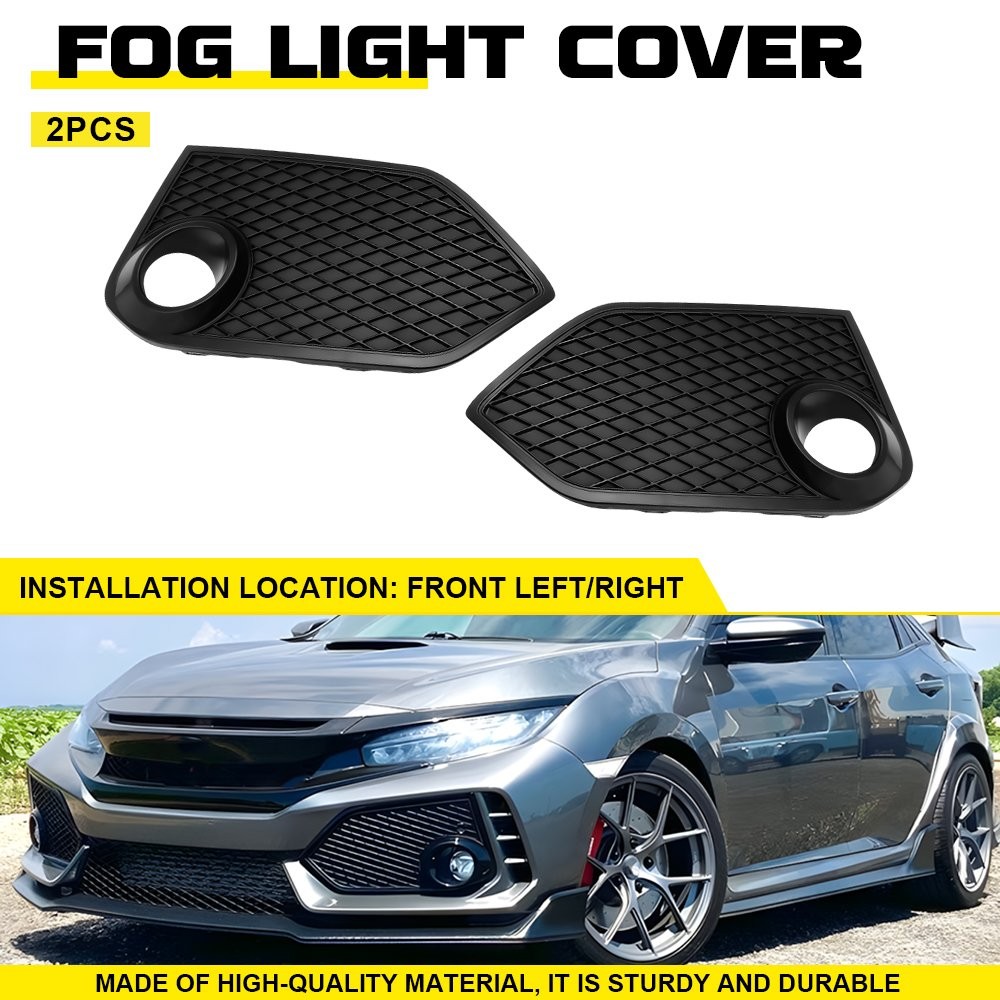 2PCS Front Grille Fog Light Cover Fit Honda 2017-2020 Civic Type R Hatchback L&R