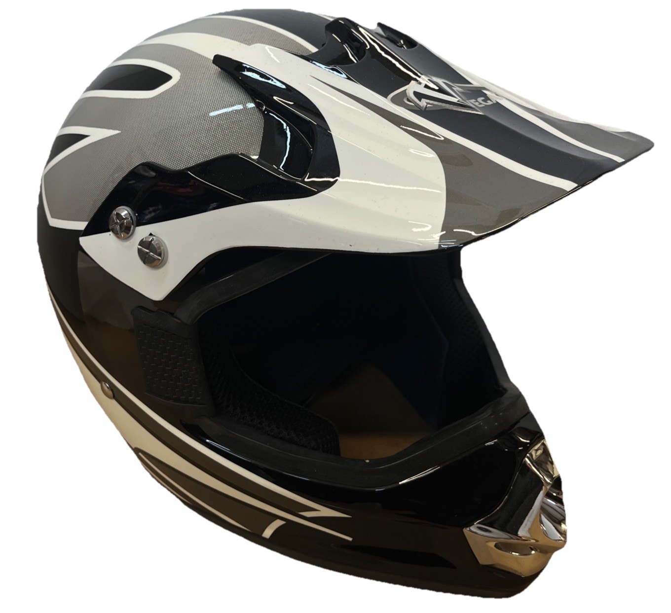 NOS Vega Mojave XP Off-Road Helmet | Black/White/Silver | Large (L) | NEW IN BOX
