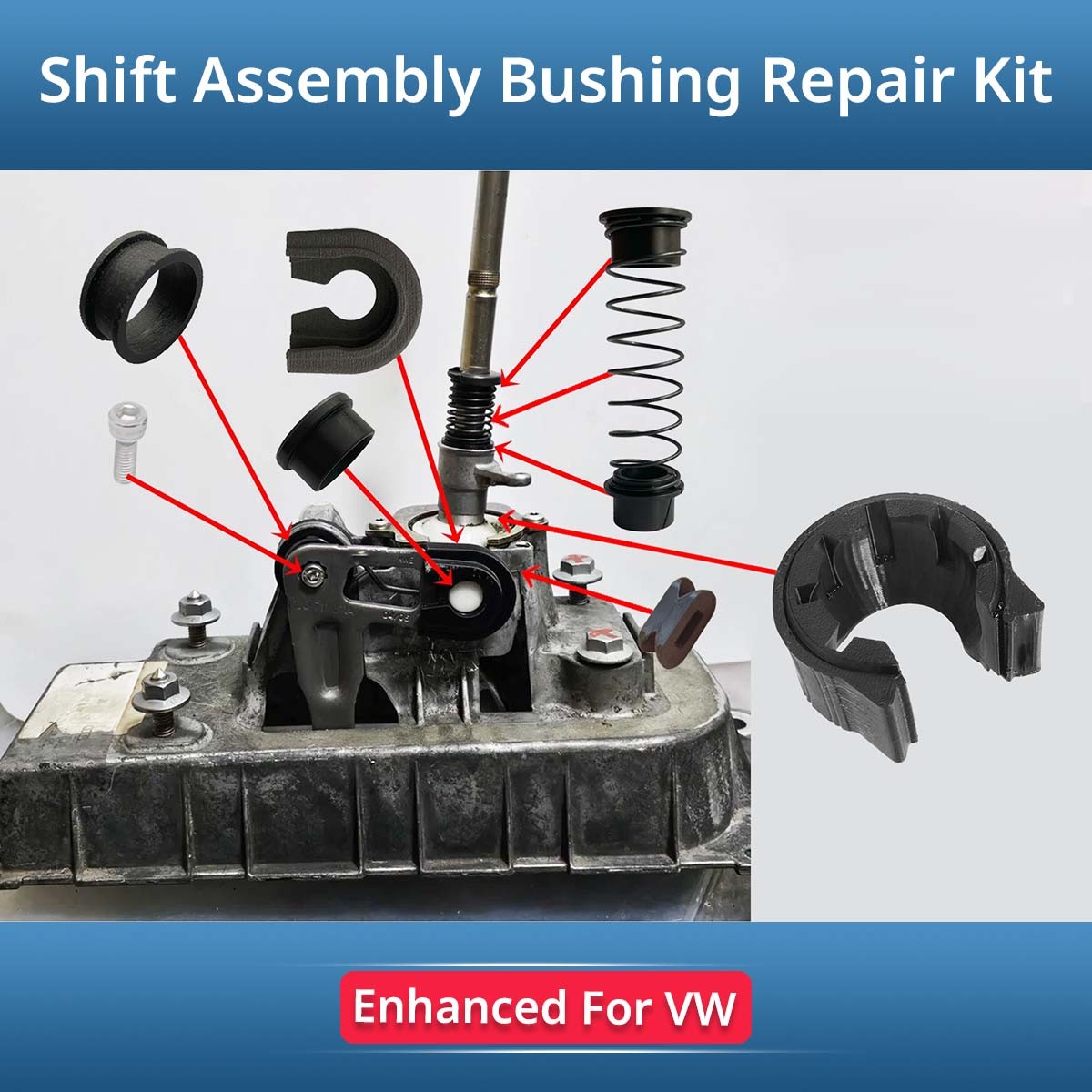 9Pcs For VW Jetta MK4 Golf Bora Enhanced Manual Gearbox Shift Bushing Repair Kit